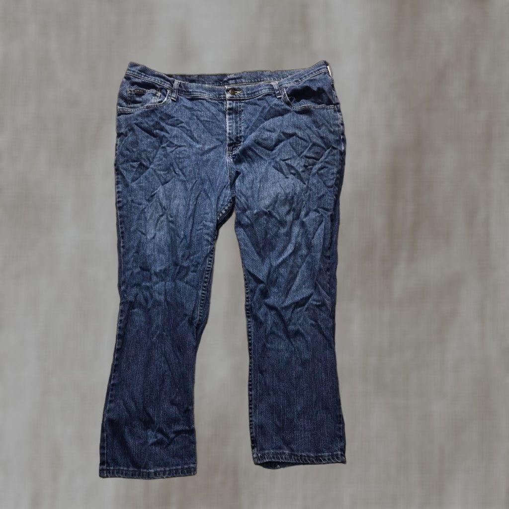 Denime RIDERS DENIM Jeans Blue Denim Pants 24W Plus Women Stretch Straight High Rise 9 in Belt Loops 5-Pocket Modern Vintage No Size 42" / US 20 - 1 Thumbnail