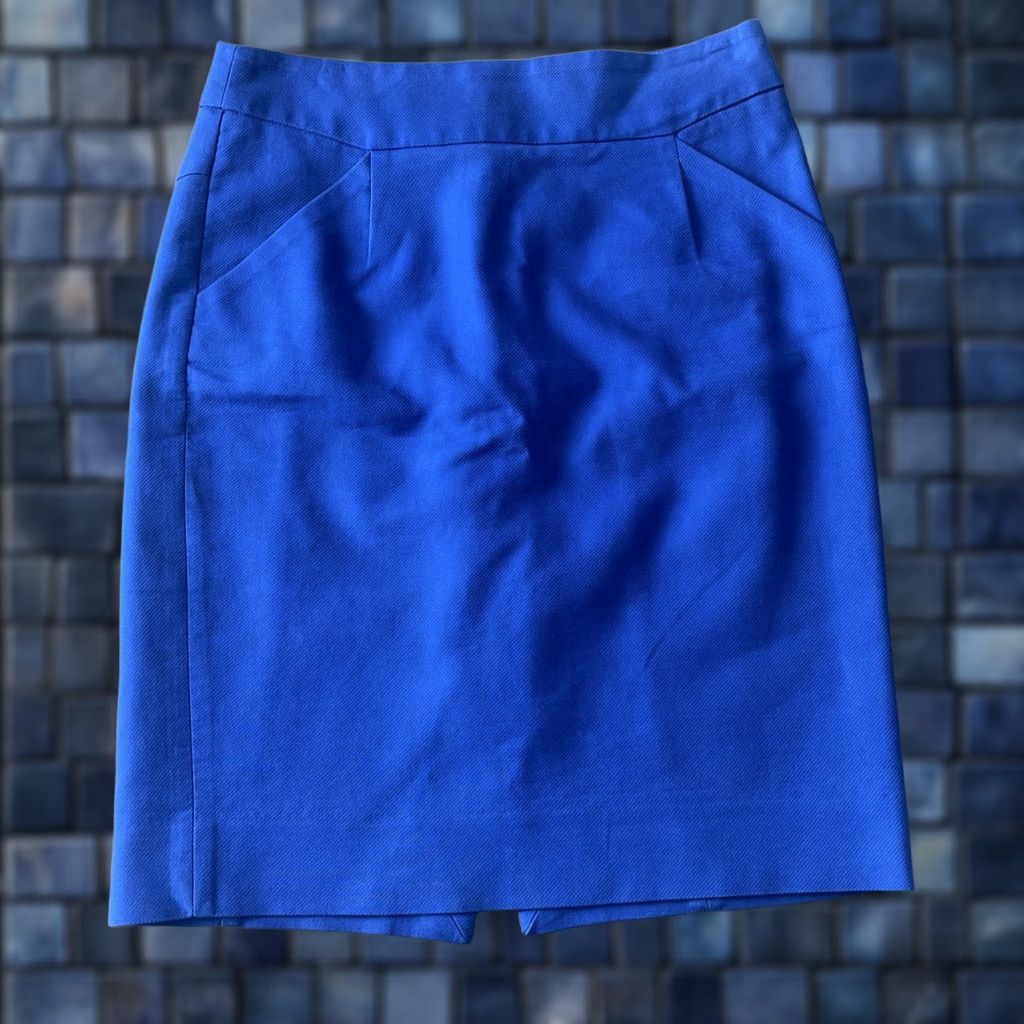 J.Crew VINTAGE J.CREW The Pencil Skirt Womens Size 0 Blue 100% Cotton A-line Short Skirt Women Slim Office Chic 90s Y2K Size 25" / US 0 / IT 36 - 1 Thumbnail