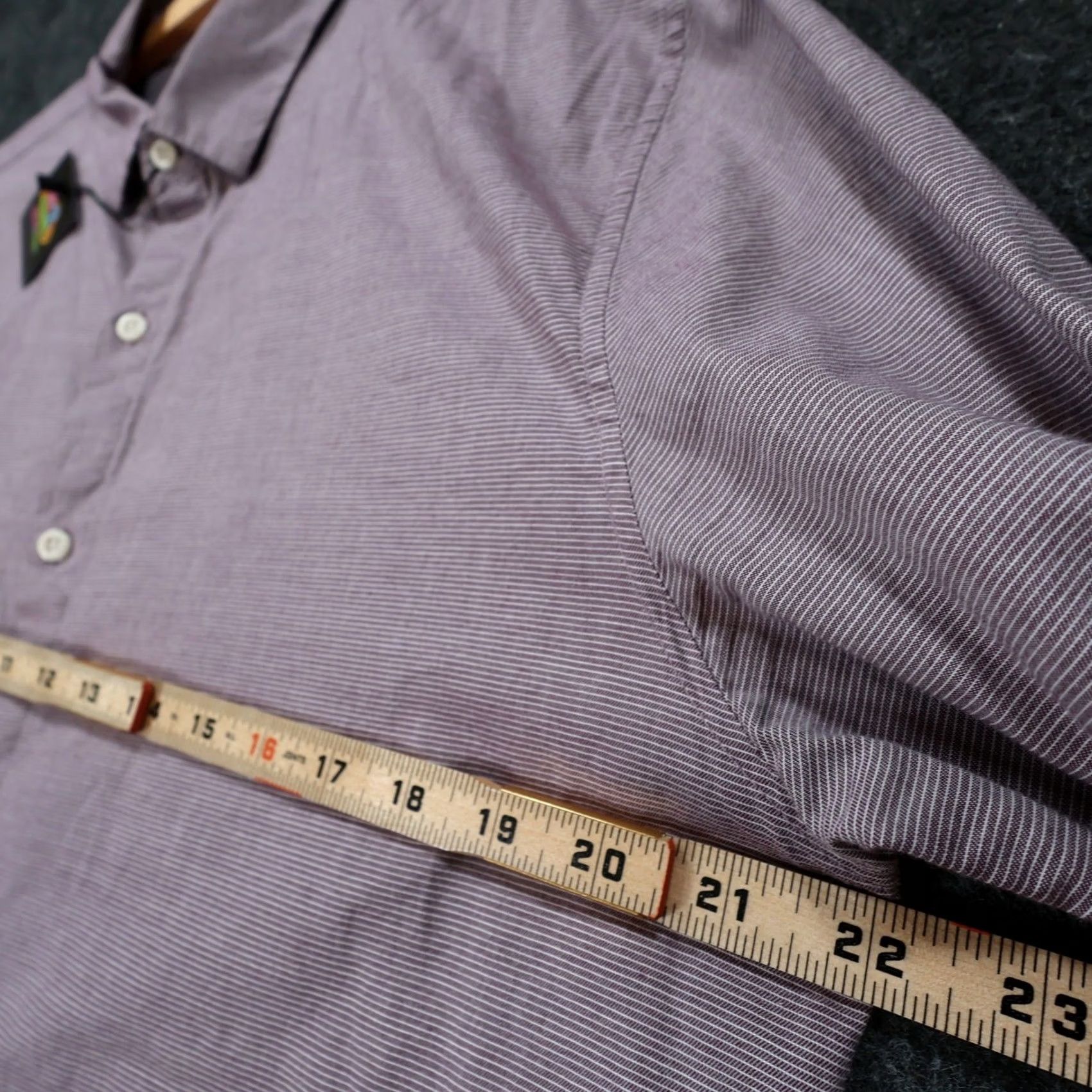 Frame A-FRAME Button Up Shirt Mens Large Purple Slim Stretch Micro Stripe Size US L / EU 52-54 / 3 - 3 Thumbnail