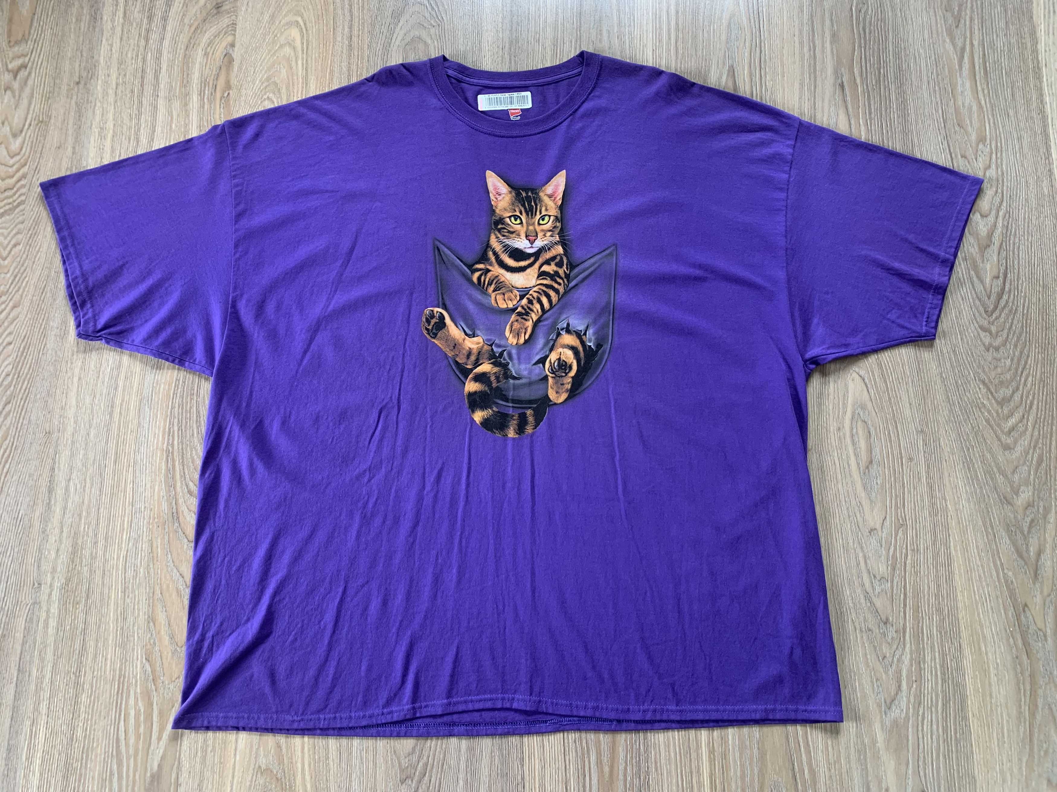 Hanes Hanes Cat In Pocket Printed T-Shirt Size US XXL / EU 58 / 5 - 2 Thumbnail