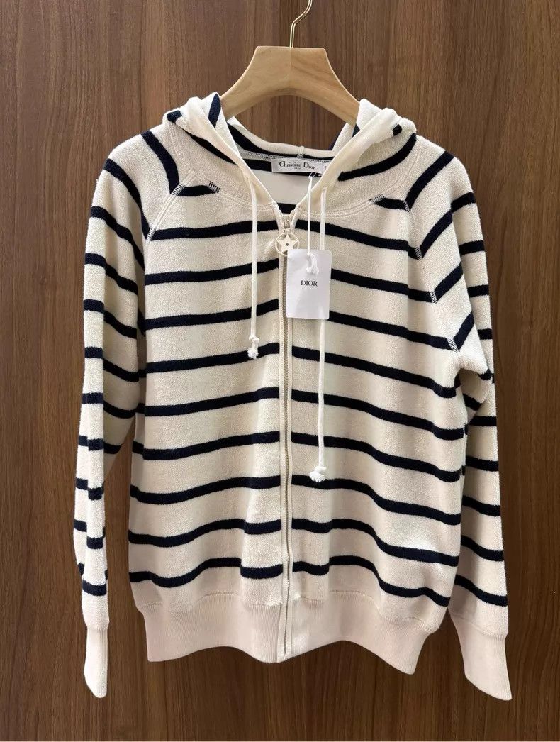 Dior Dior Black and white striped hooded knitted cardigan coat Size XS / US 0-2 / IT 36-38 - 2 Thumbnail