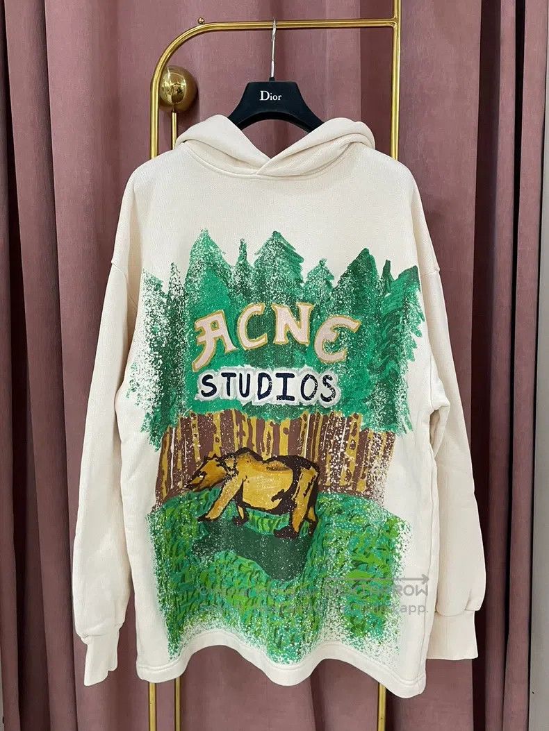 Acne Studios Acne Studios Beige Printed Hooded Sweatshirt Size US XXS / EU 40 - 1 Thumbnail
