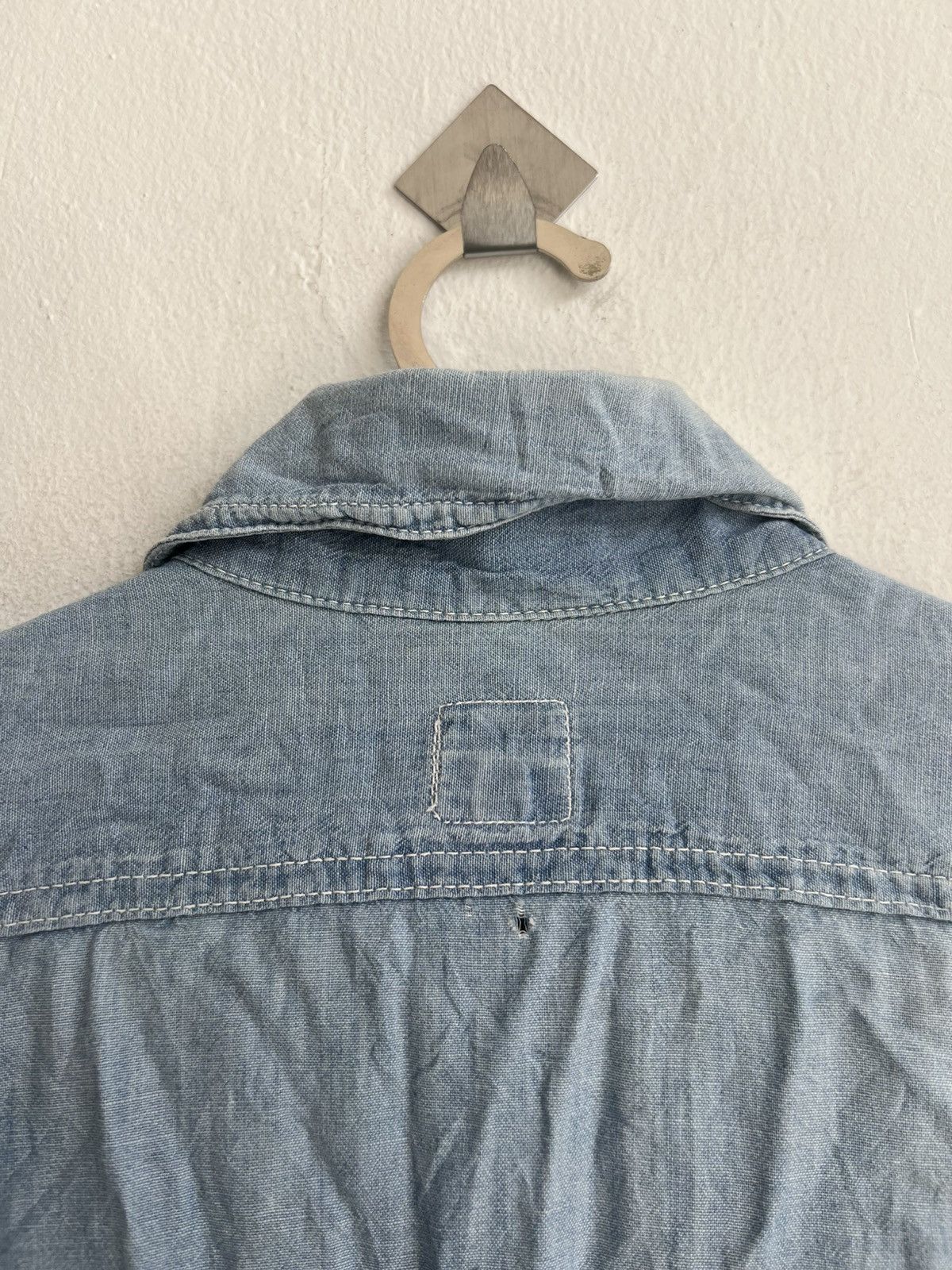 Post Overalls Vintage Post O'all 🇺🇸 Made Distressed Wash Denim Shirt Jacket Size US L / EU 52-54 / 3 - 6 Thumbnail