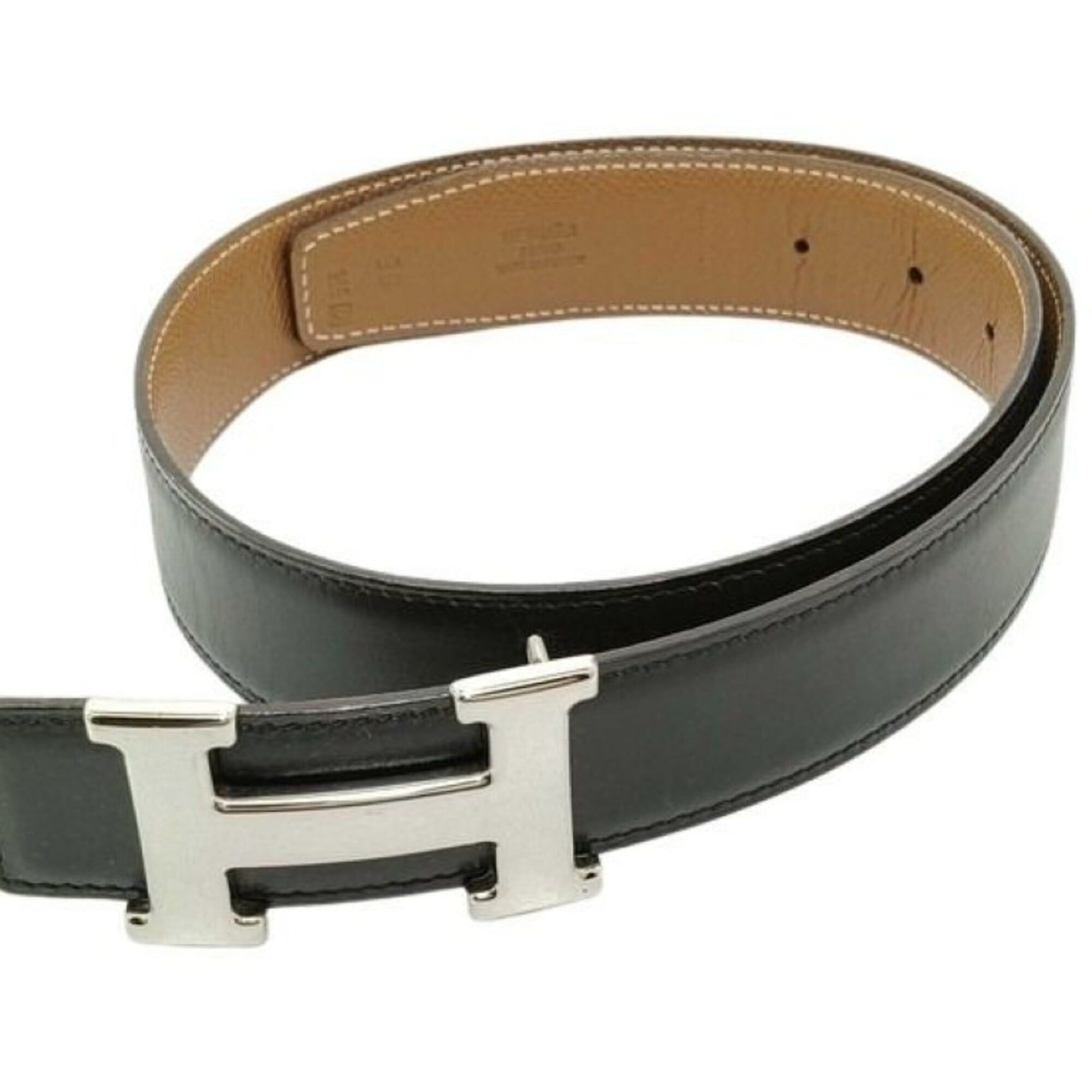 Hermes Constance Belt Reversible 70 Black Beige Box Calf Pre-Loved Hermes Togo and Box Calf Constance H Reversible Belt main image 4