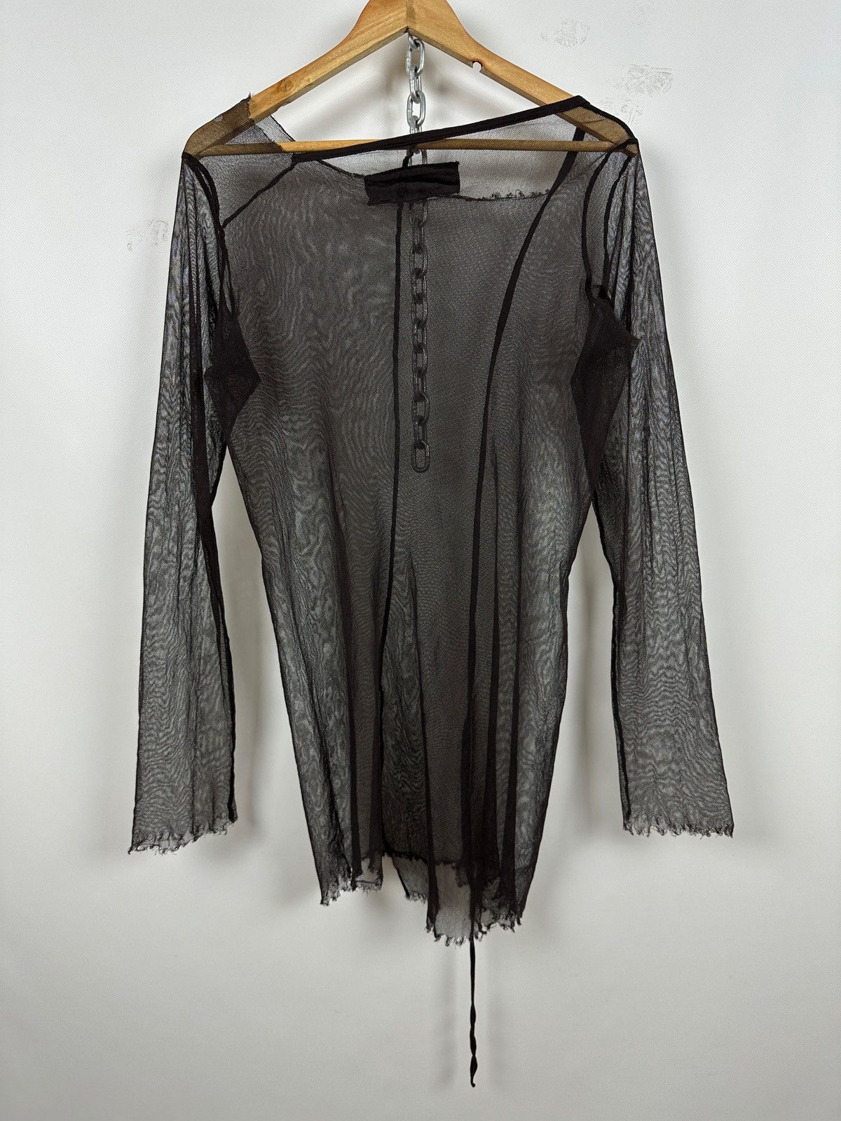 Rundholz Rundholz Brown Asymmetrical Sheer Mesh Long Sleeve Top Size S / US 4 / IT 40 - 16 Thumbnail