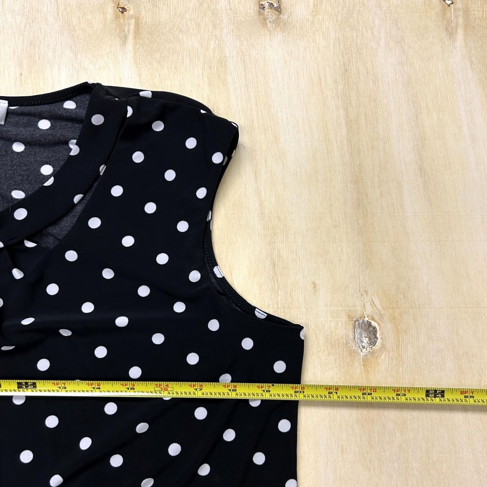 Kasper VINTAGE Kasper Blouse Womens Large Black Polka Dot Bow Neck Sleeveless Work Top Size L / US 10 / IT 46 - 5 Thumbnail