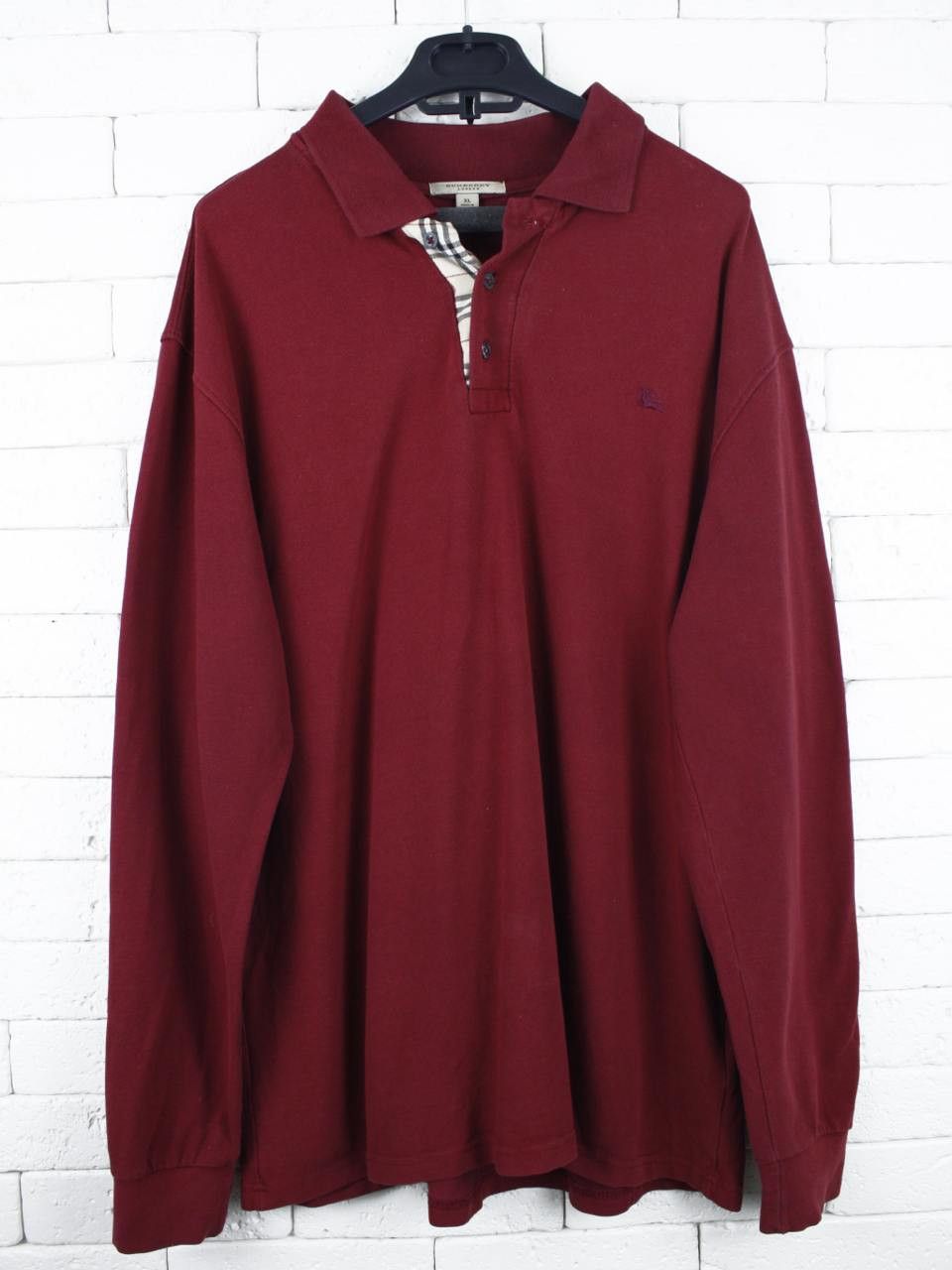 Burberry Burberry London Burgundy Polo Shirt Nova Long Sleeve Vintage Size US XL / EU 56 / 4 - 1 Thumbnail