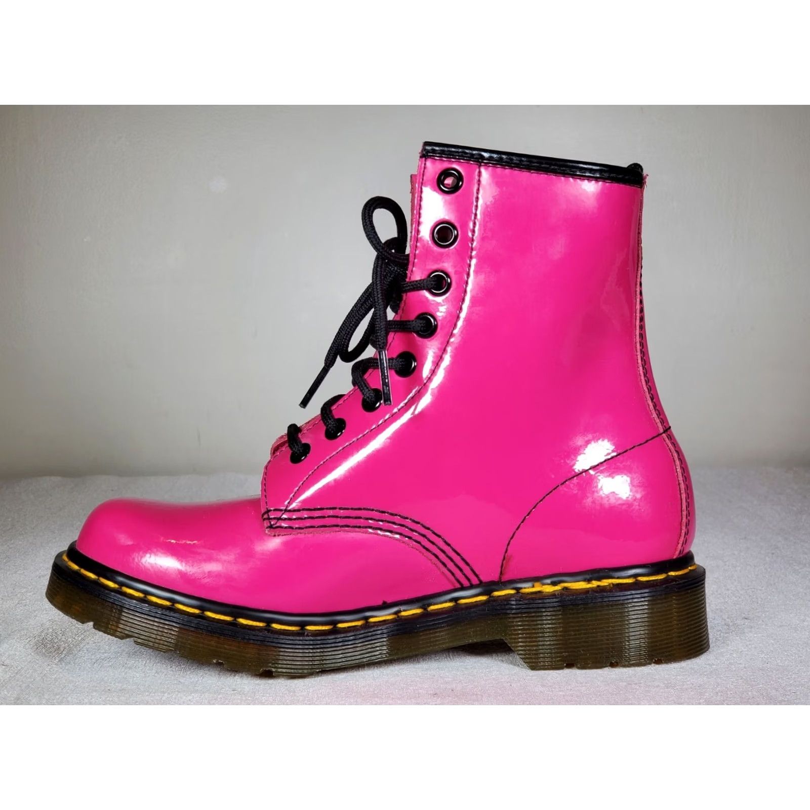 Dr. Martens Dr. Martens 1460W Pink Patent Leather Lace-Up Boots Women's US 6 New Thrift Size US 6 / IT 36 - 3 Thumbnail