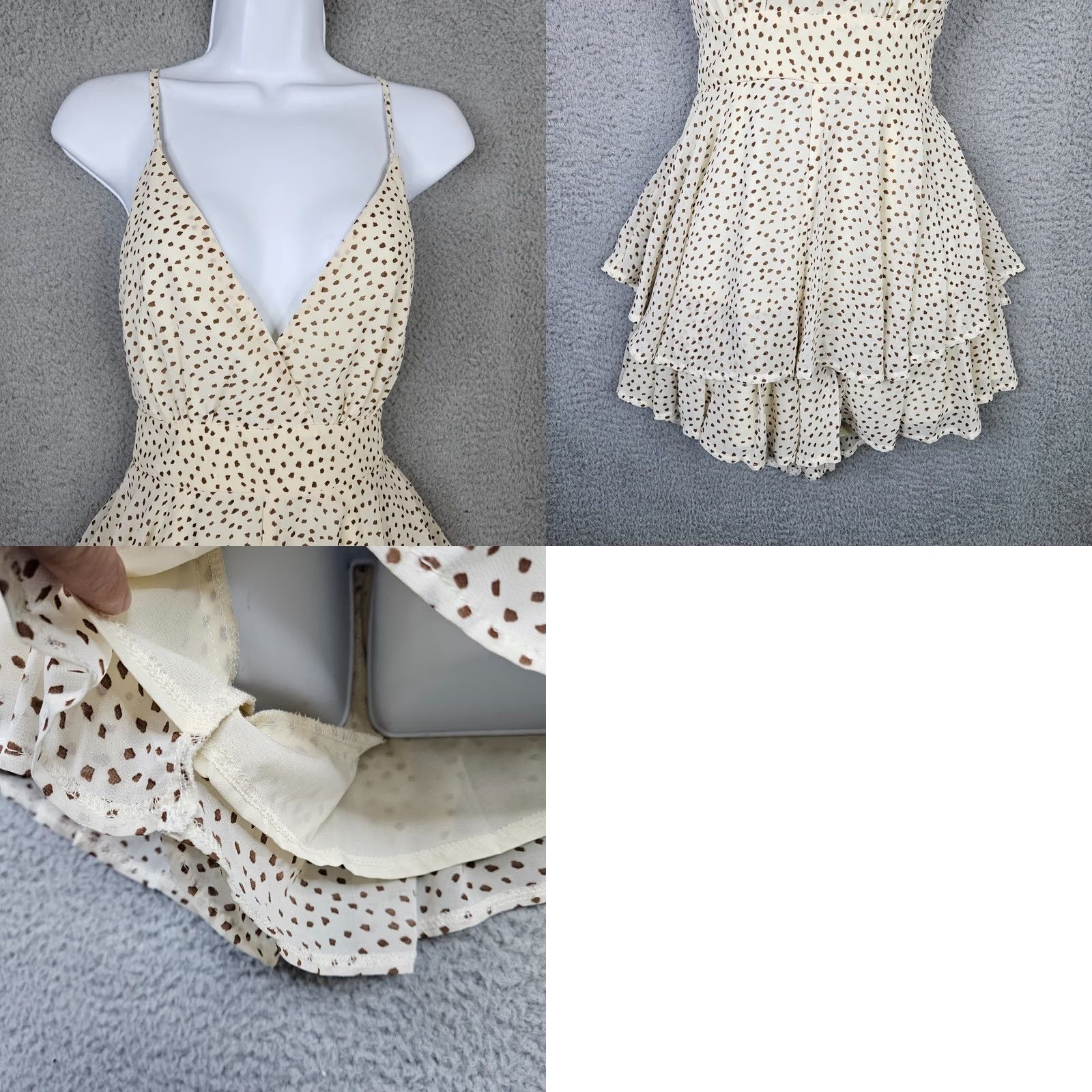 PRINCESS POLLY Princess Polly The Keilan Wrap Playsuit Beige Jumpsuit Women's Size 4 NEW Size 27" / US 4 / IT 40 - 8 Thumbnail