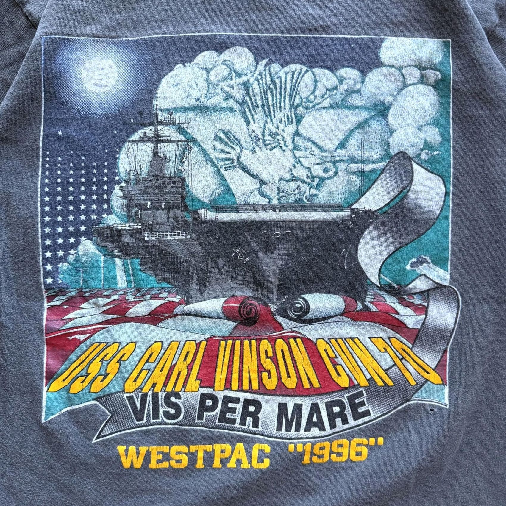 Vintage VINTAGE Navy Shirt Mens Medium Gray USS Carl Vinson 90s Tee Size US M / EU 48-50 / 2 - 4 Thumbnail