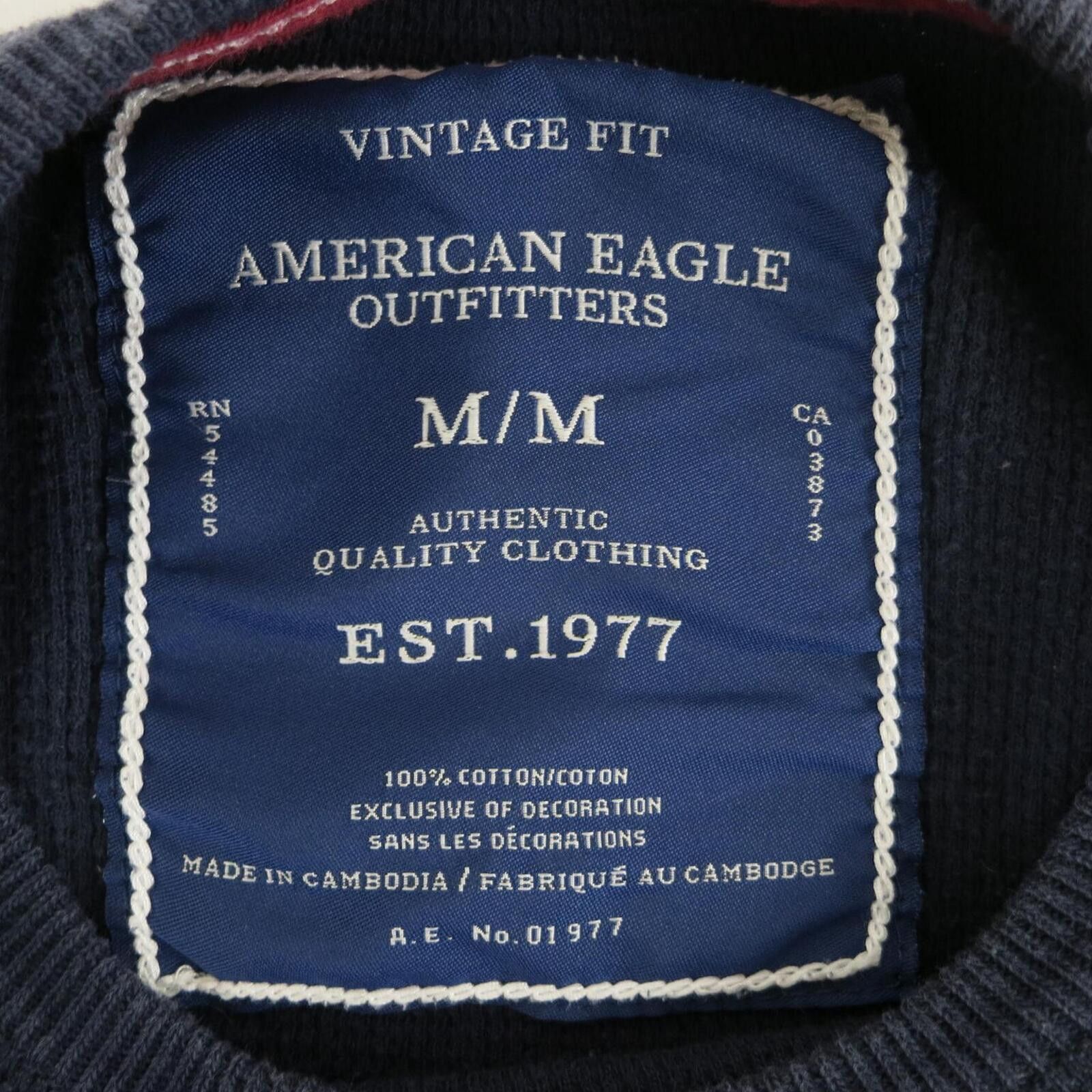 American Eagle Outfitters American Eagle Navy Blue Waffle Knit Long Sleeve Shirt Sz M Size US M / EU 48-50 / 2 - 4 Thumbnail