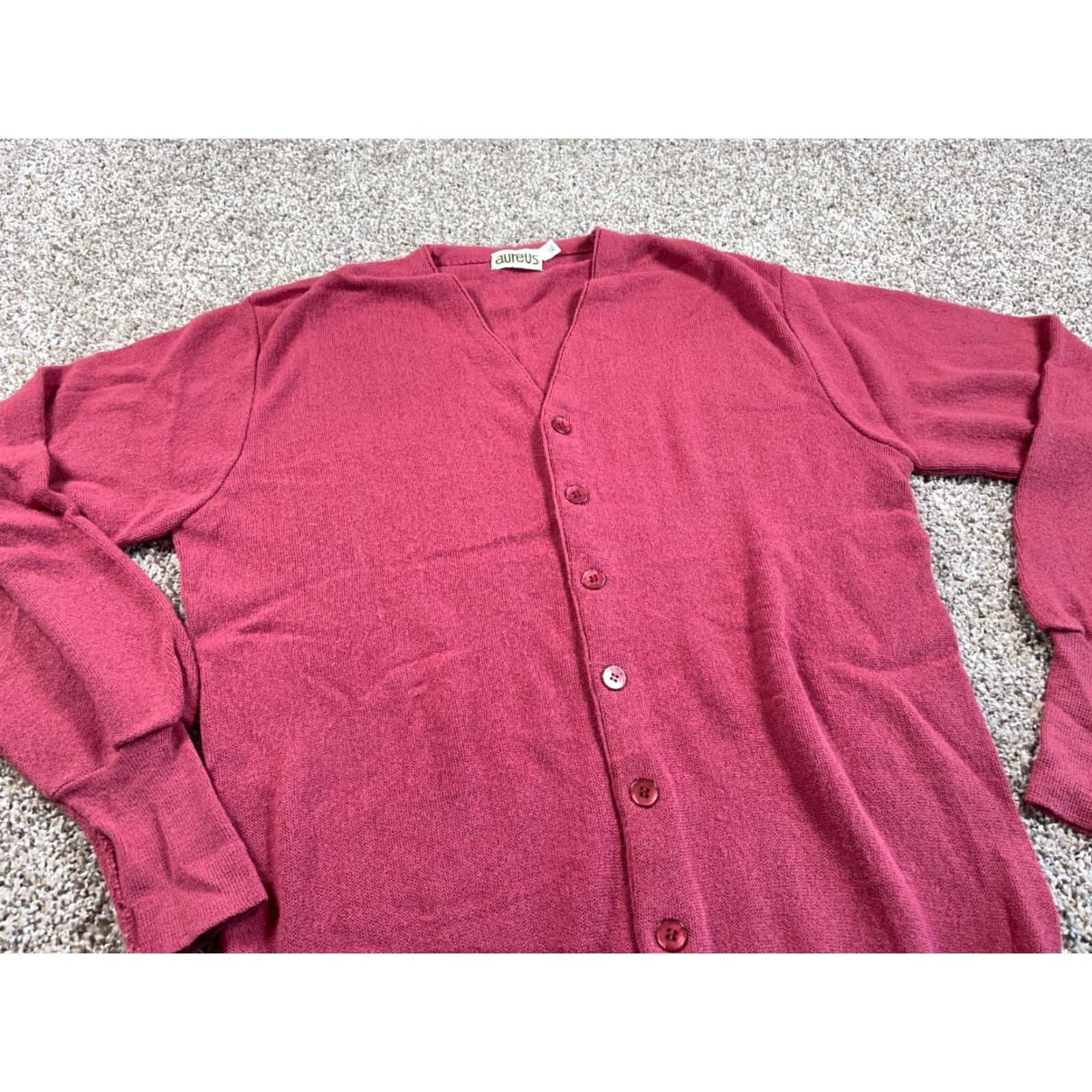 Vintage VINTAGE Aureus 80s Cardigan Men’s XLT Red Lightweight Knit Sweater Retro Hipster Size US XL / EU 56 / 4 - 4 Thumbnail