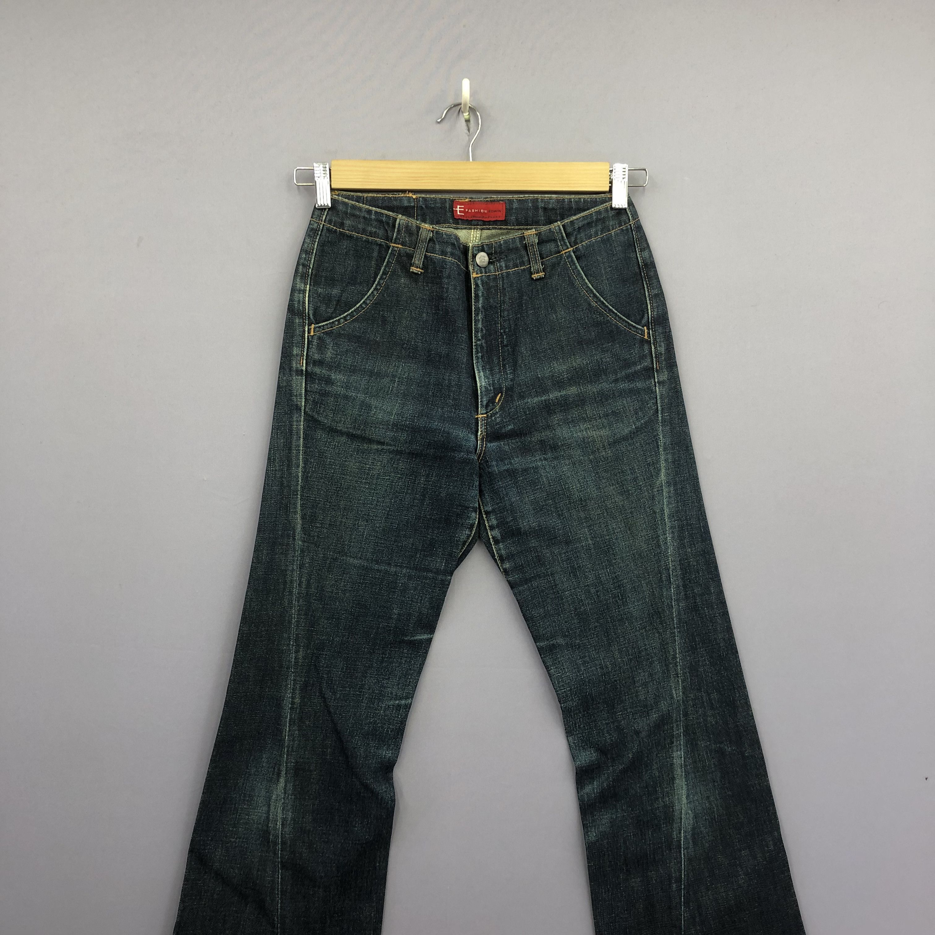 Japanese Brand Vintage Edwin E Function Blue Wash Flared Bootcut Jeans Size 28" / US 6 / IT 42 - 3 Thumbnail