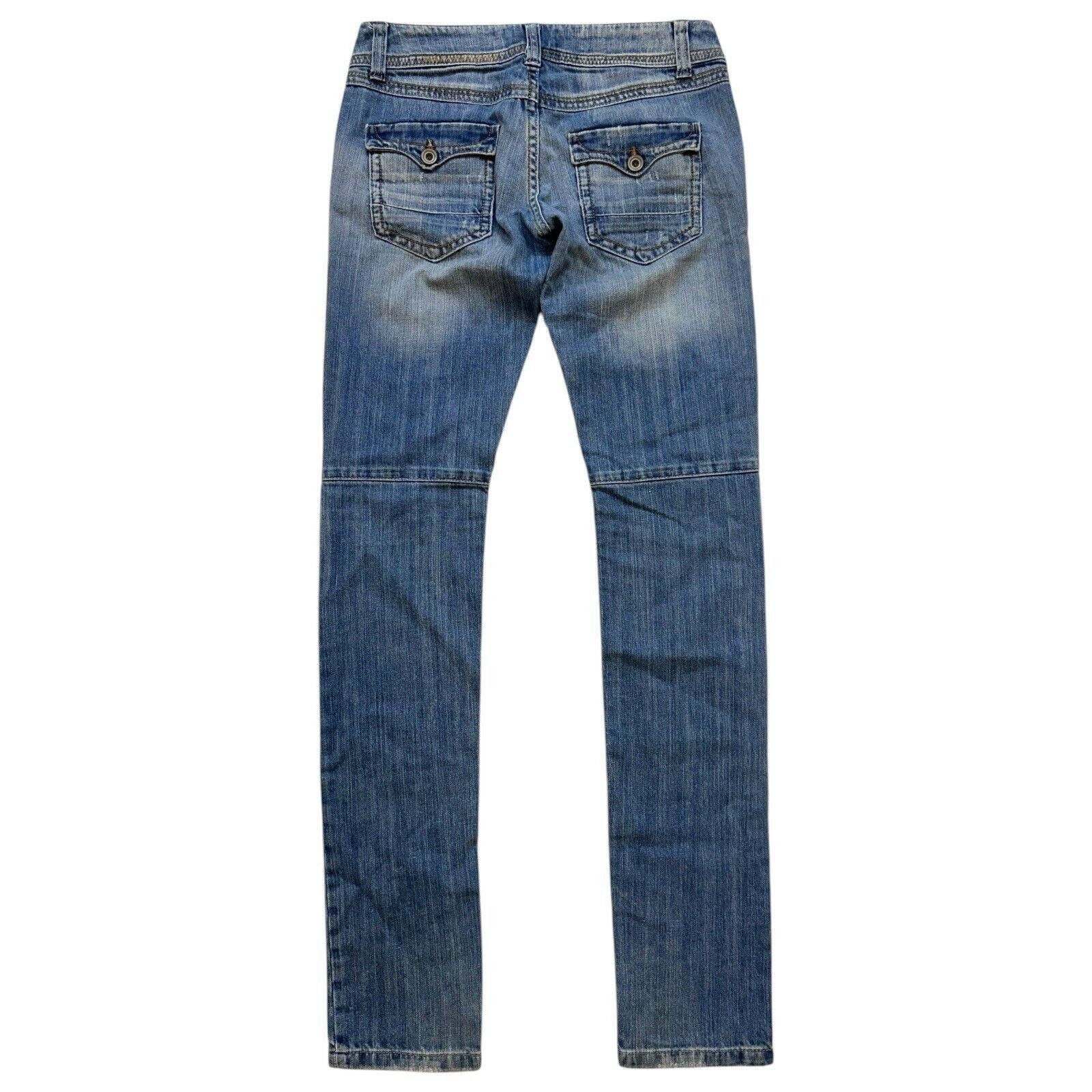 Designer Vintage Y2K Blue Jeans TRF Denim Skinny Low rise Panel Sz 4 Size 27" / US 4 / IT 40 - 2 Thumbnail