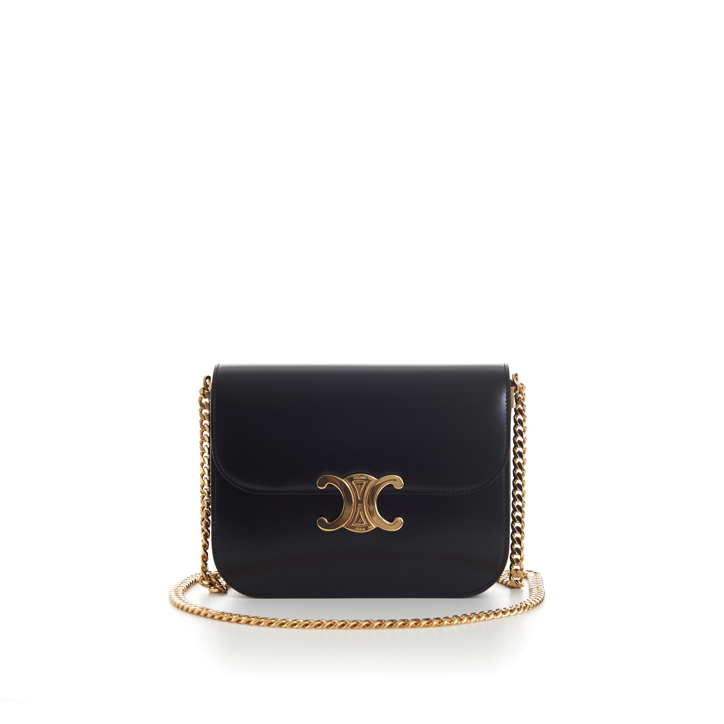Celine Black College Triomphe Bag - Shiny Calfskin, Chain Strap Size ONE SIZE - 4 Thumbnail