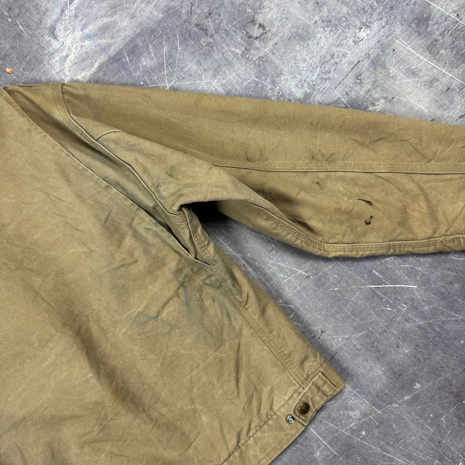 Carhartt × Vintage 90s Tan Carhartt Blanket Lined Detroit Jacket J97 CML L 0297 Size US L / EU 52-54 / 3 - 11 Thumbnail