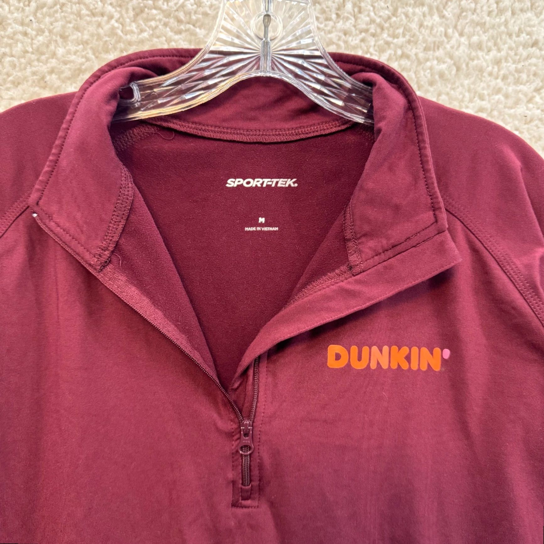 Vintage Dunkin Donuts Sweatshirt 1/4 Zip Mens Red M Pullover Long Sleeve Logo Employee Uniform Size US M / EU 48-50 / 2 - 4 Thumbnail