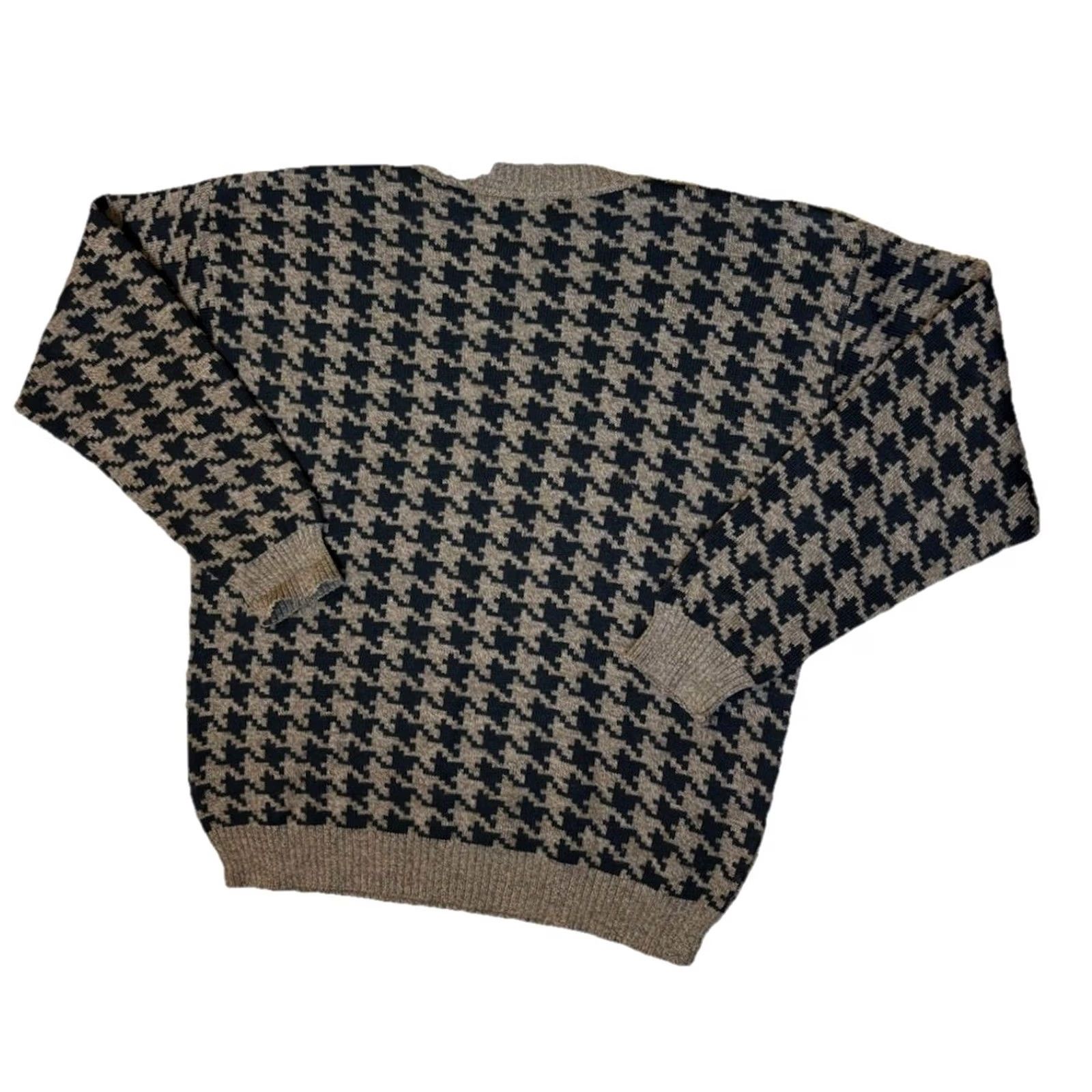 Vintage VINTAGE Metropolitan View Sweater Mens L Brown & Black Wool Blend Geometric Italy Made Men Size US L / EU 52-54 / 3 - 4 Thumbnail