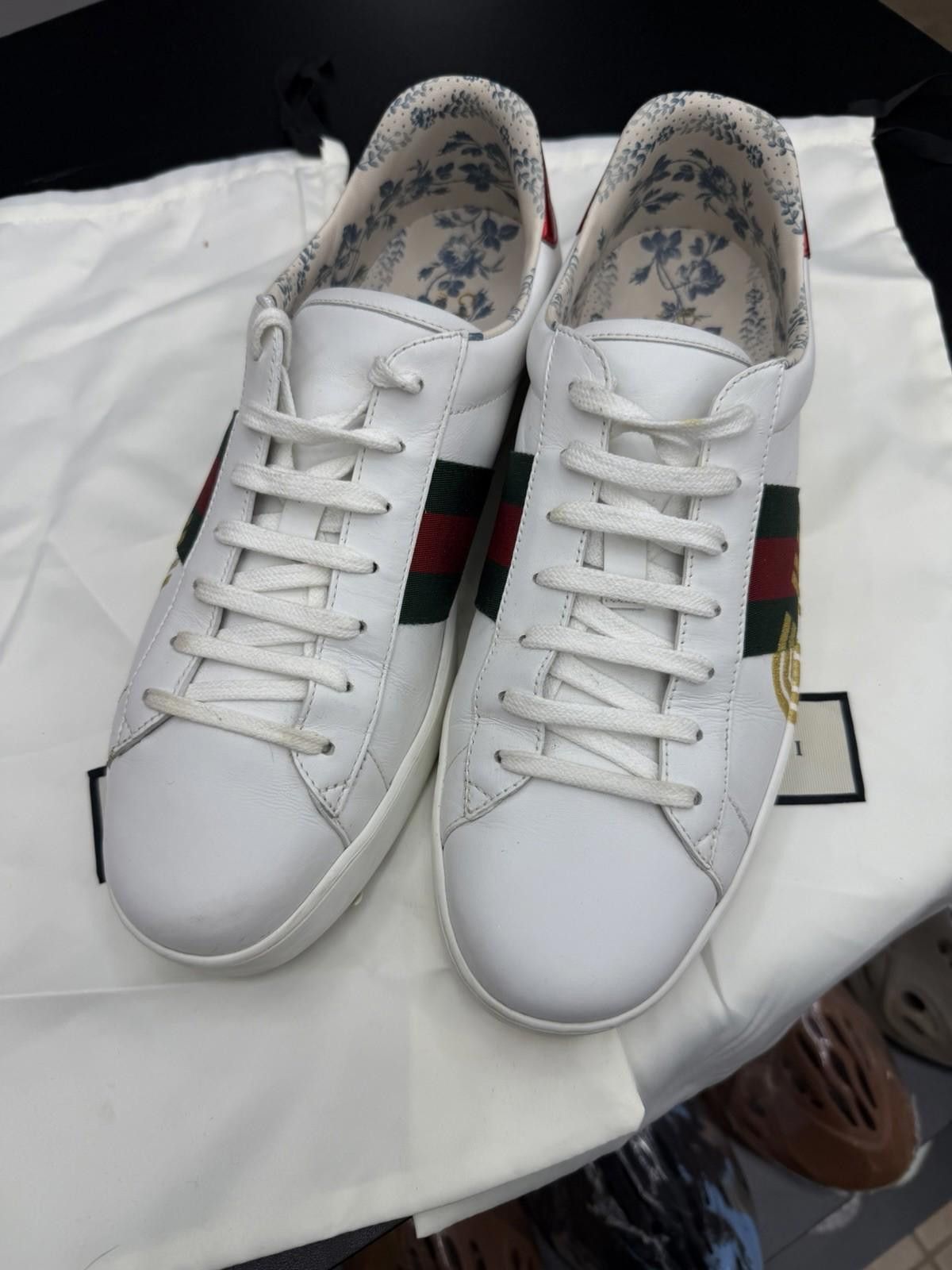 Gucci Gucci Ace Sneakers Men White Logo Leather Low Top 11G/11.5US Size US 11.5 / EU 44-45 - 12 Thumbnail