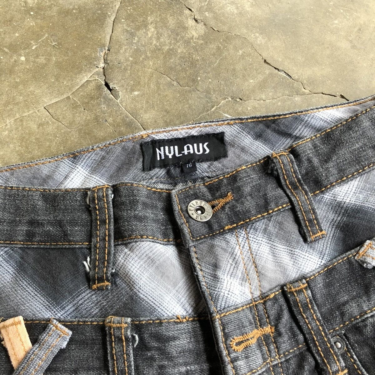 14th Addiction 2000s Nylaus Double Waist Denim Jeans Pant Faded Y2k Size US 28 / EU 44 - 6 Thumbnail