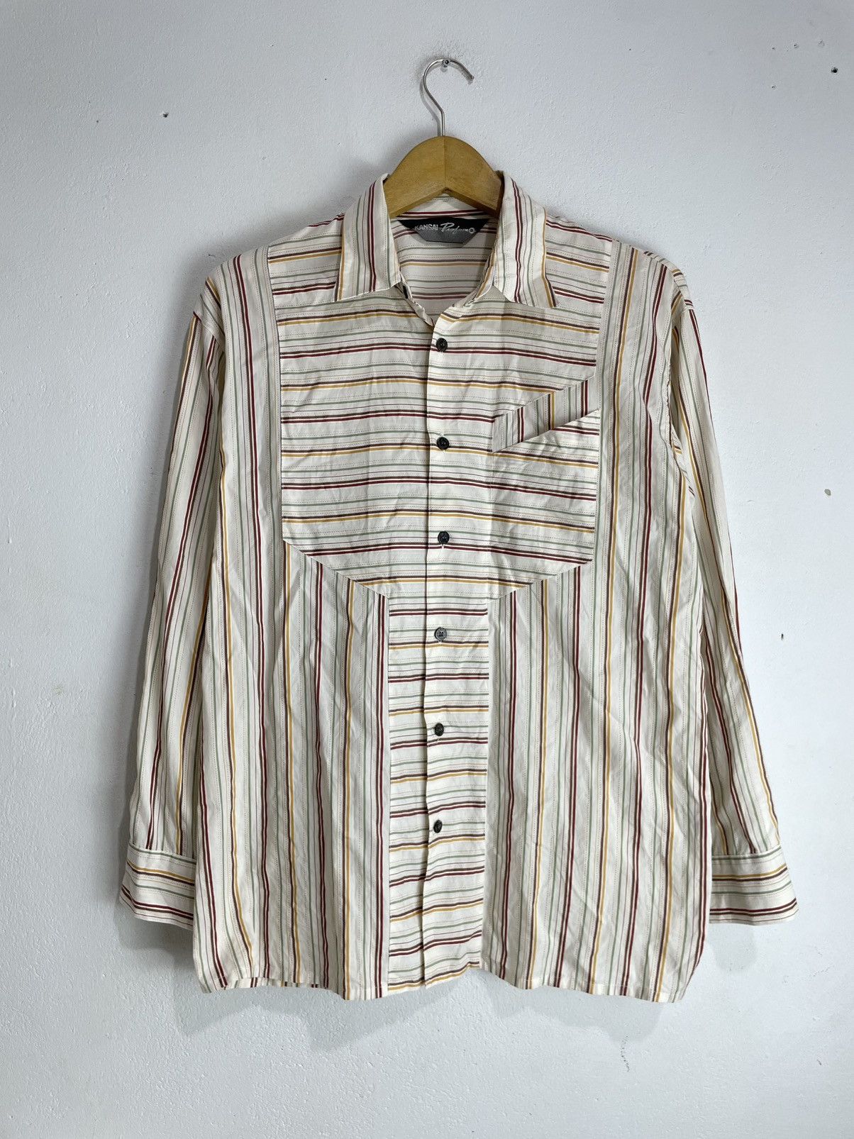Yohji Yamamoto Kansai parfum Classic Multicolor Stripe Shirt Size US M / EU 48-50 / 2 - 1 Thumbnail