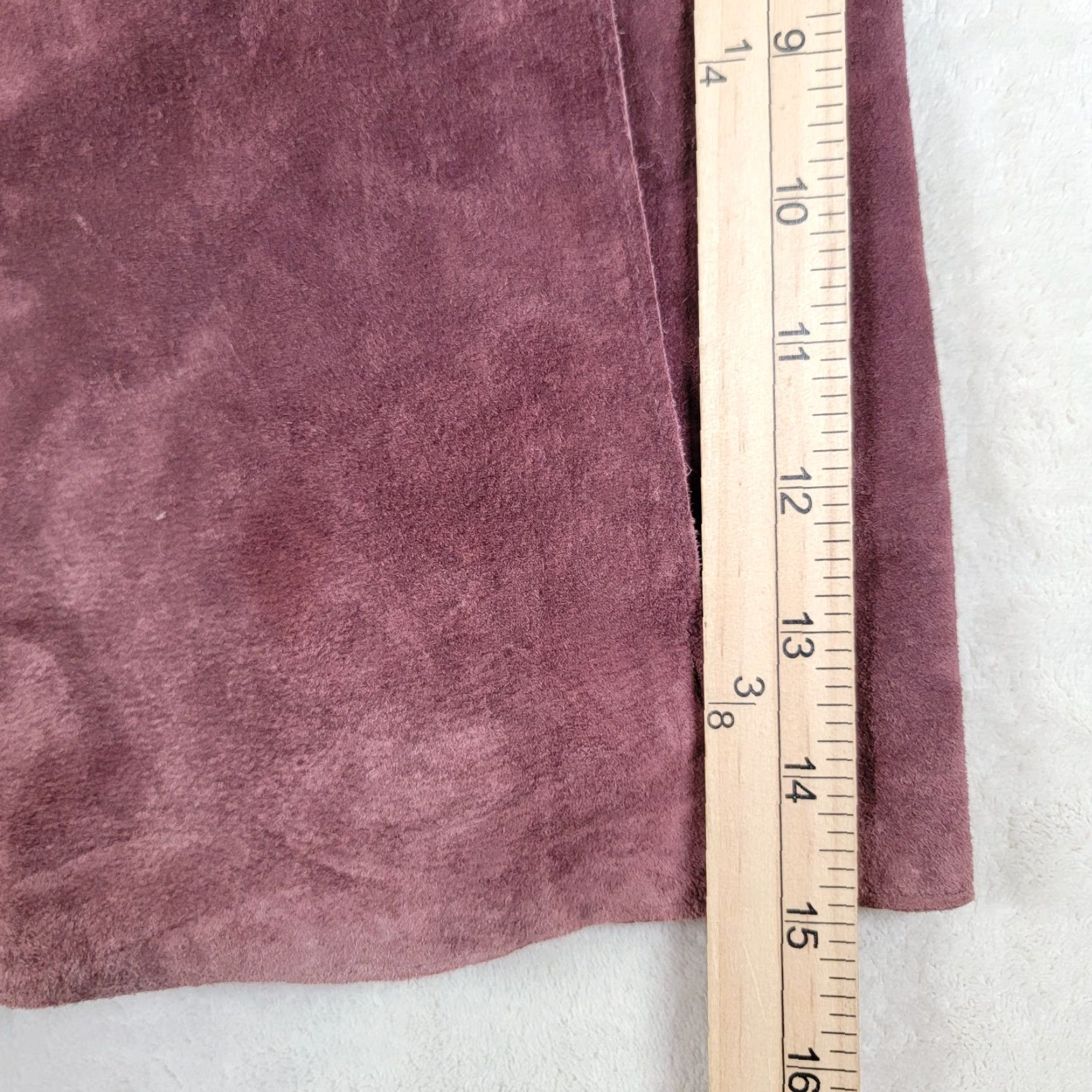 Vintage I.E. Relaxed 100% Leather Suede Plum Purple Jacket Women's Size 14 Relaxed Long Sleeve Button Closure Pockets Collared Lined Preppy Jacket Size XL / US 12-14 / IT 48-50 - 7 Thumbnail