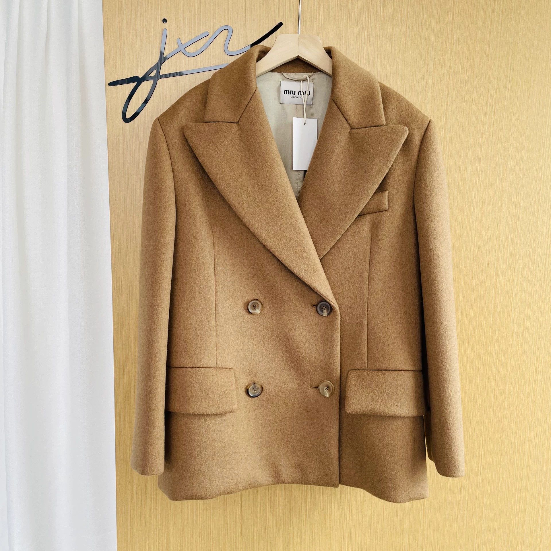 Miu Miu MIU MIU Wmn's DB Collar Camel Jacket 36 Size XS / US 0-2 / IT 36-38 - 1 Thumbnail