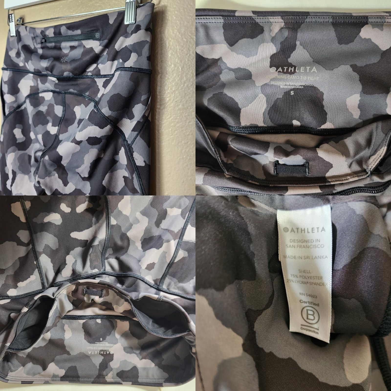 Athleta Athleta Lightening Camo 7/8 Tight Leggings w/Stash Pockets Supersonic-Size S Womens Leggings Size 28" / US 6 / IT 42 - 8 Thumbnail