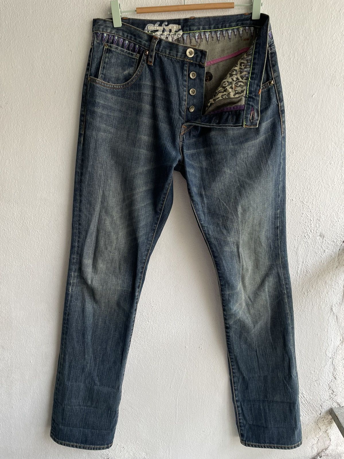 Paul Smith Sick🔥Stud Jeans Paul Smith Embroidery Denim Signature Stripe Size US 32 / EU 48 - 7 Thumbnail