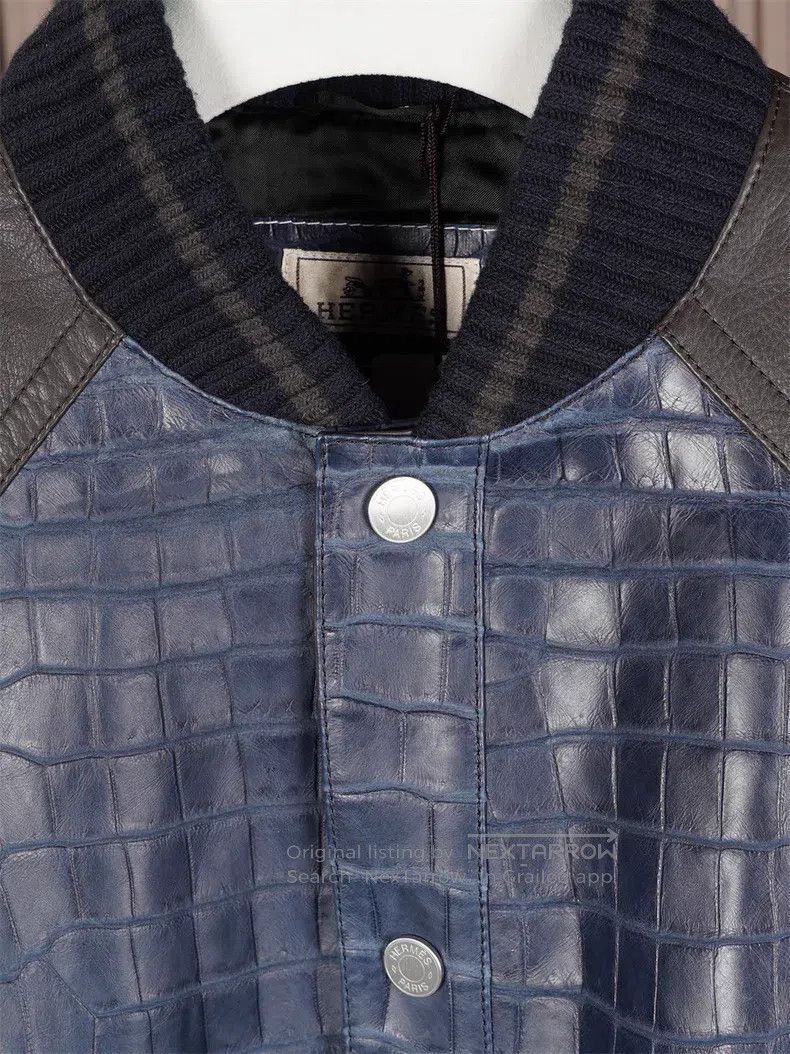 Hermes Hermes Men's Frosted Crocodile Leather Baseball Jacket Size US M / EU 48-50 / 2 - 4 Thumbnail