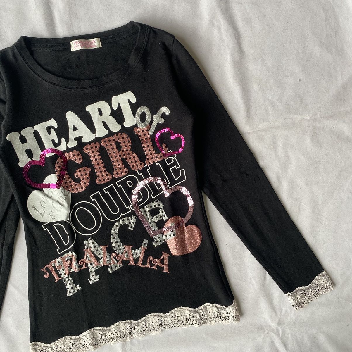 Hysteric Glamour × If Six Was Nine × Japanese Brand Y2K Heart Girl Pink Sequin Lace Trimmed Harajuku Style Tees Size S / US 4 / IT 40 - 4 Thumbnail