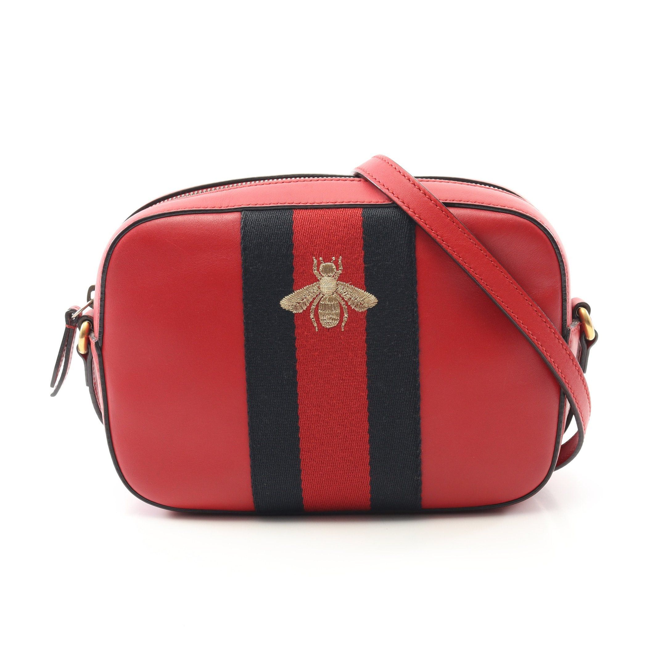 Gucci Gucci Webbing Line Shoulder Bag Leather Red Navy Size ONE SIZE - 1 Thumbnail