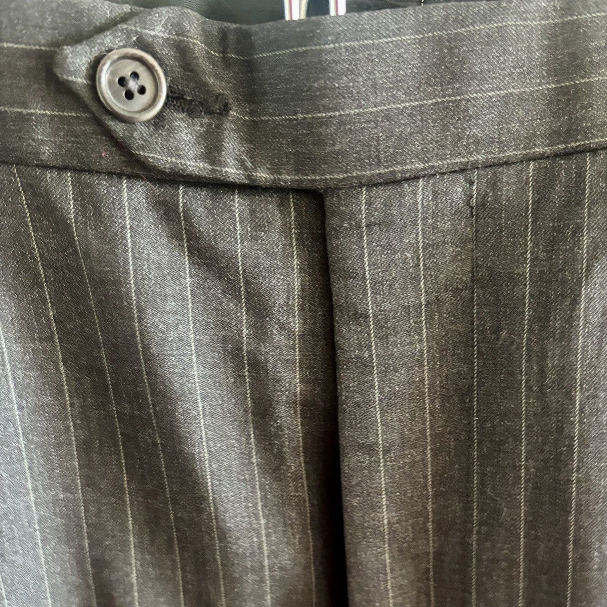 Brooks Brothers Brooks Brothers Men's Black Stripe 90s Wide Leg Suit Pants Size 34R - 5 Thumbnail