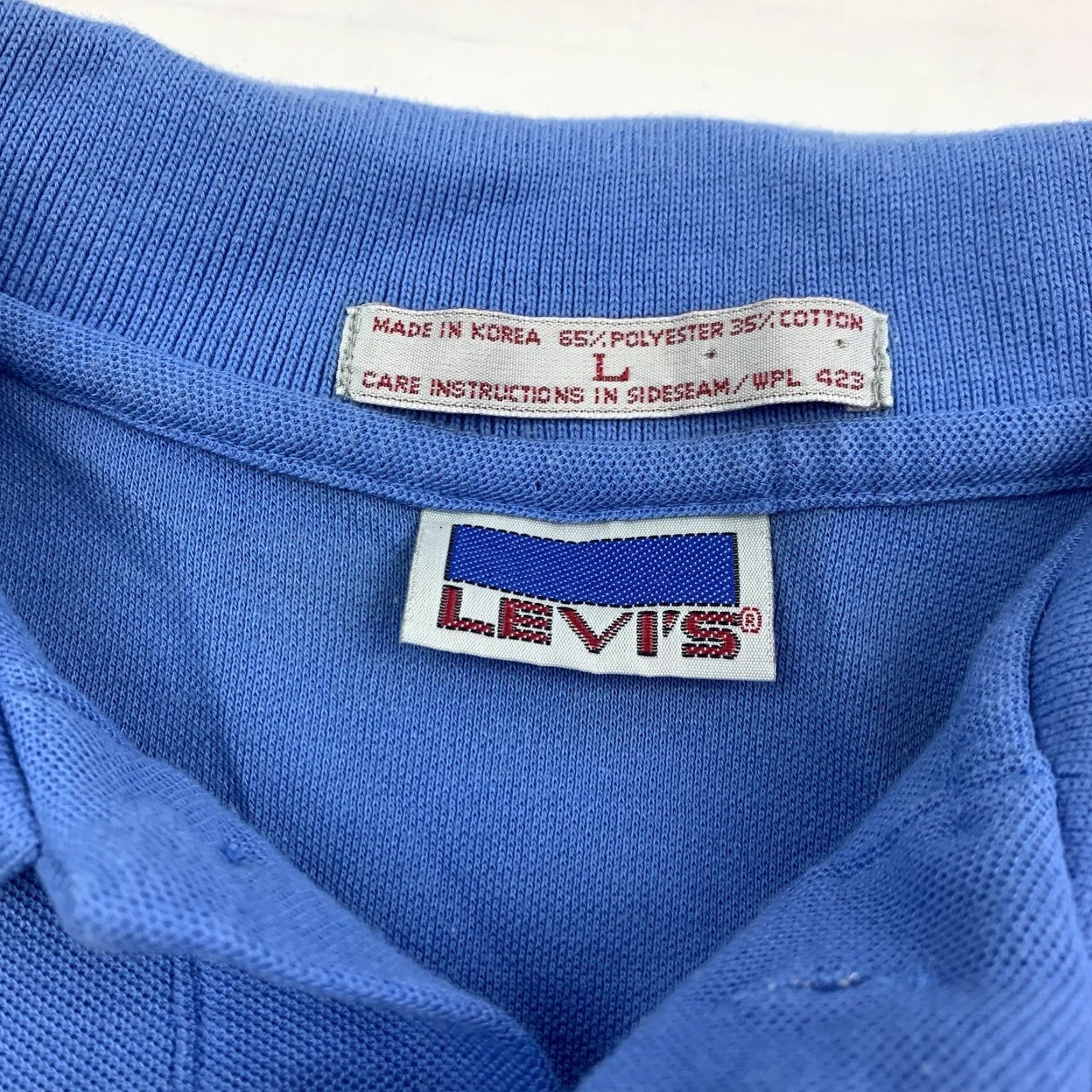 Levi's VINTAGE Levis Polo Shirt Adult Large Blue Collared Dress Shirt 1980s USA Jeans Size 42R - 2 Thumbnail