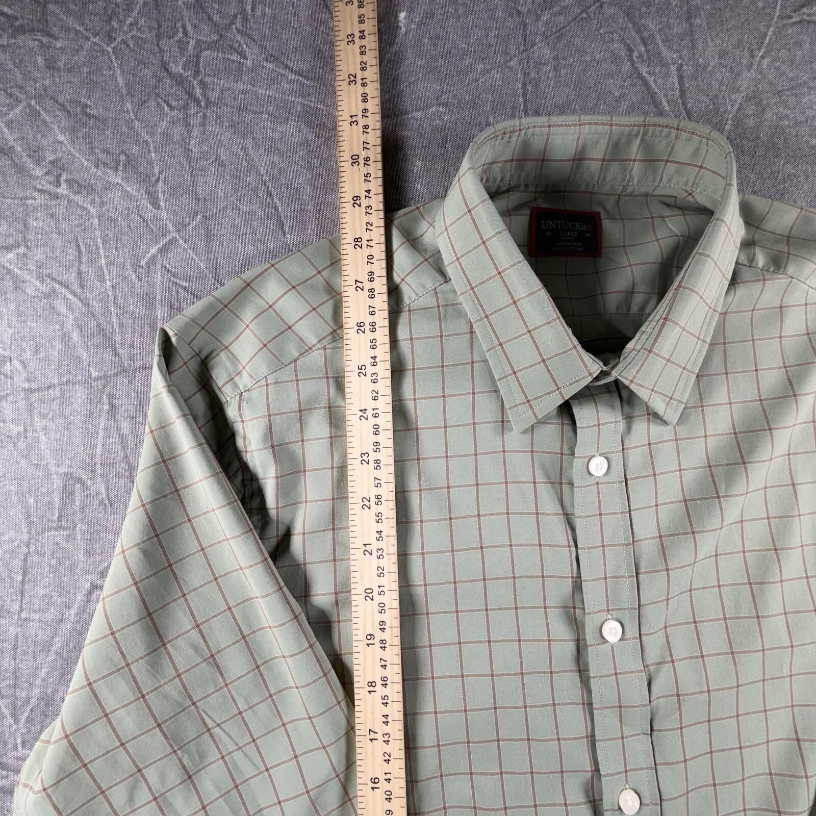 UNTUCKit Untuckit Shirt Men's L Green Slim Fit Stripe Size US L / EU 52-54 / 3 - 3 Thumbnail