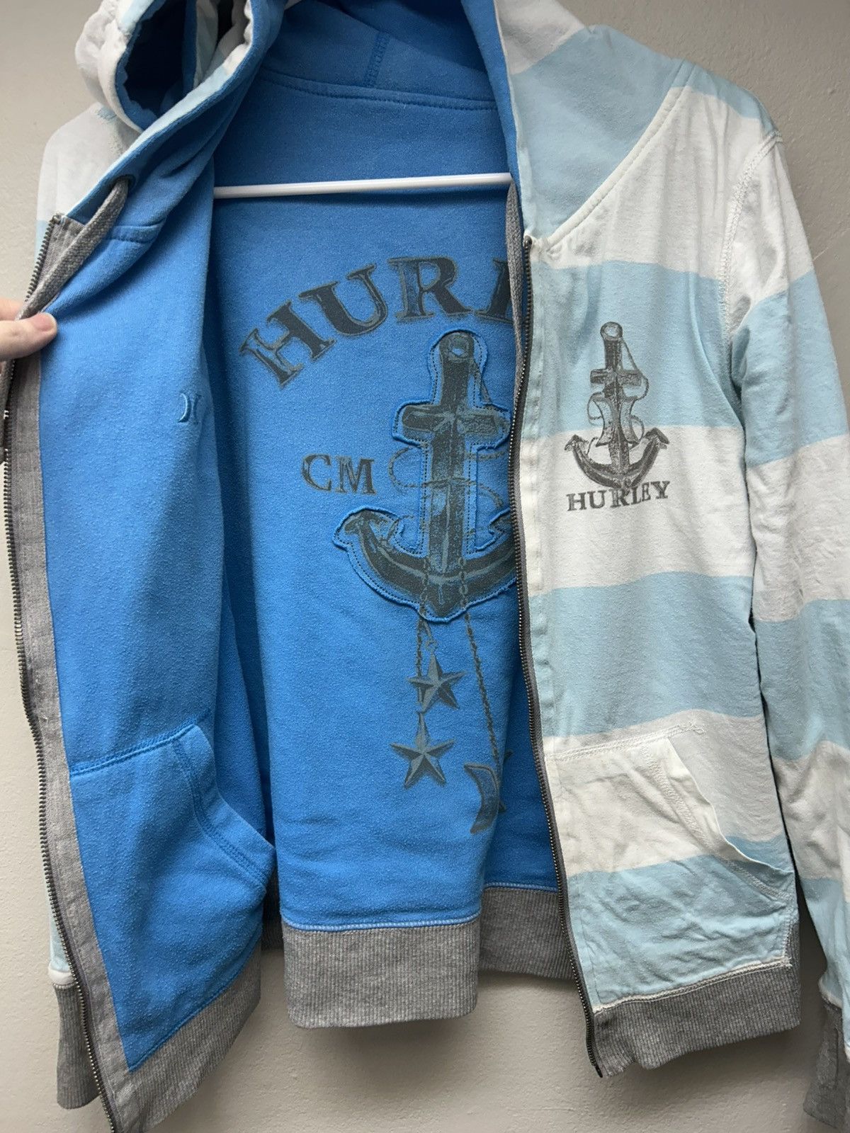 Hurley Vintage Hurley Reversible Striped Zip Up Hoodie Size US M / EU 48-50 / 2 - 2 Thumbnail