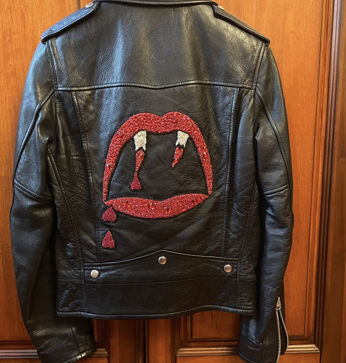 Saint laurent blood luster leather clearance jacket