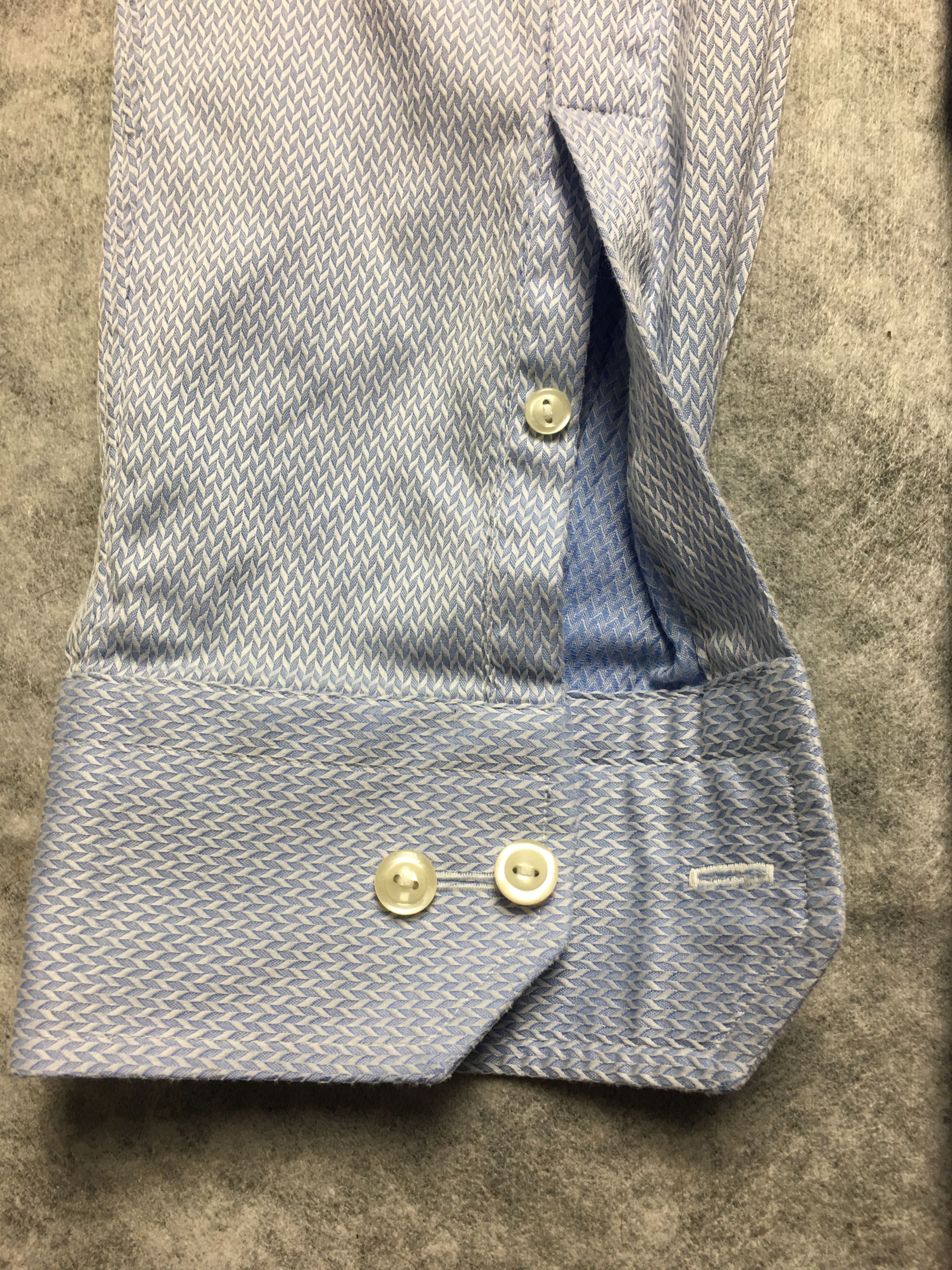 Eton ETON Long Sleeve Mens Herringbone Blue Dress Shirt 41/16 Size 42S - 6 Thumbnail