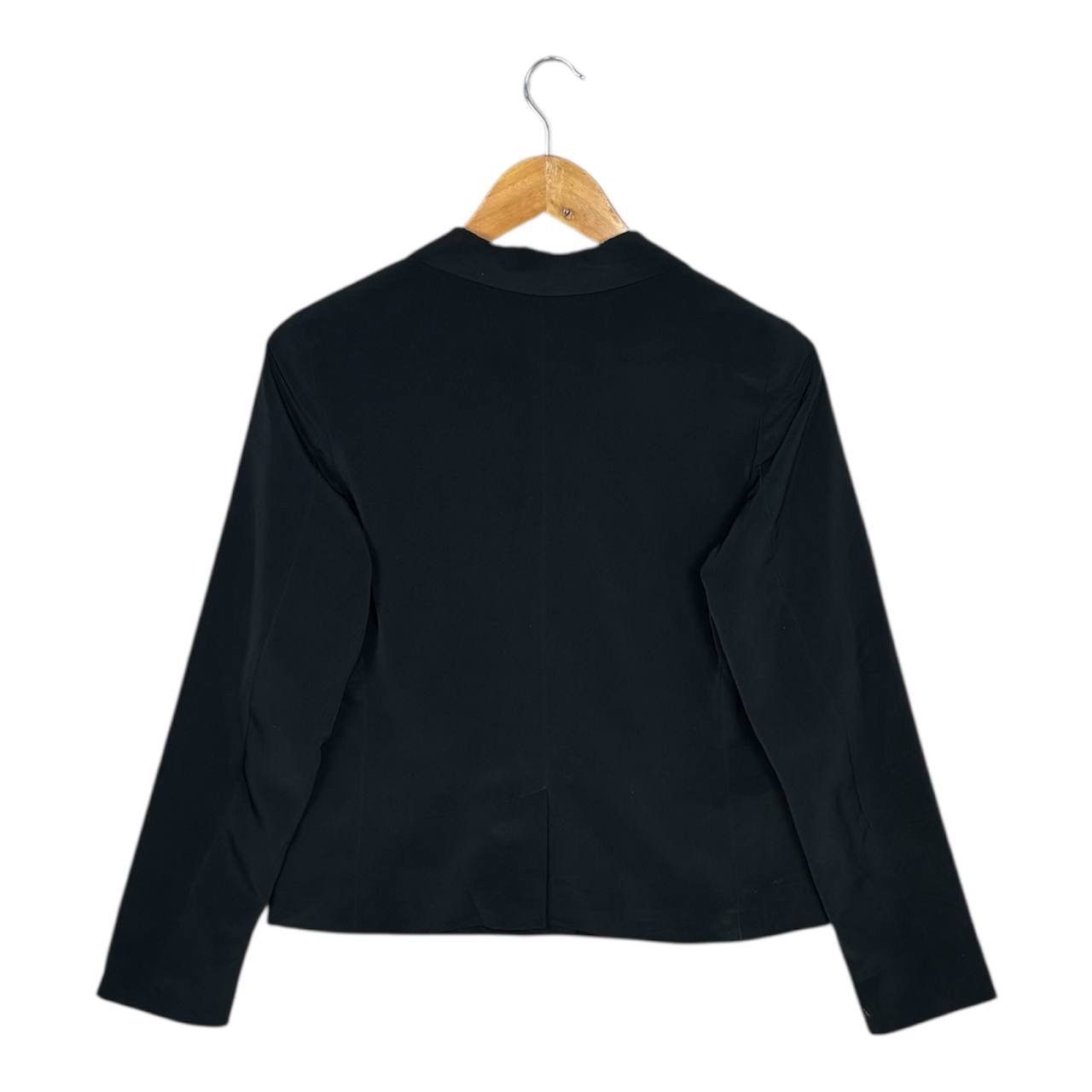 agnes b. Agnes B. Paris Vintage 90s Black Blazer Jacket Size 40 Size M / US 6-8 / IT 42-44 - 2 Thumbnail
