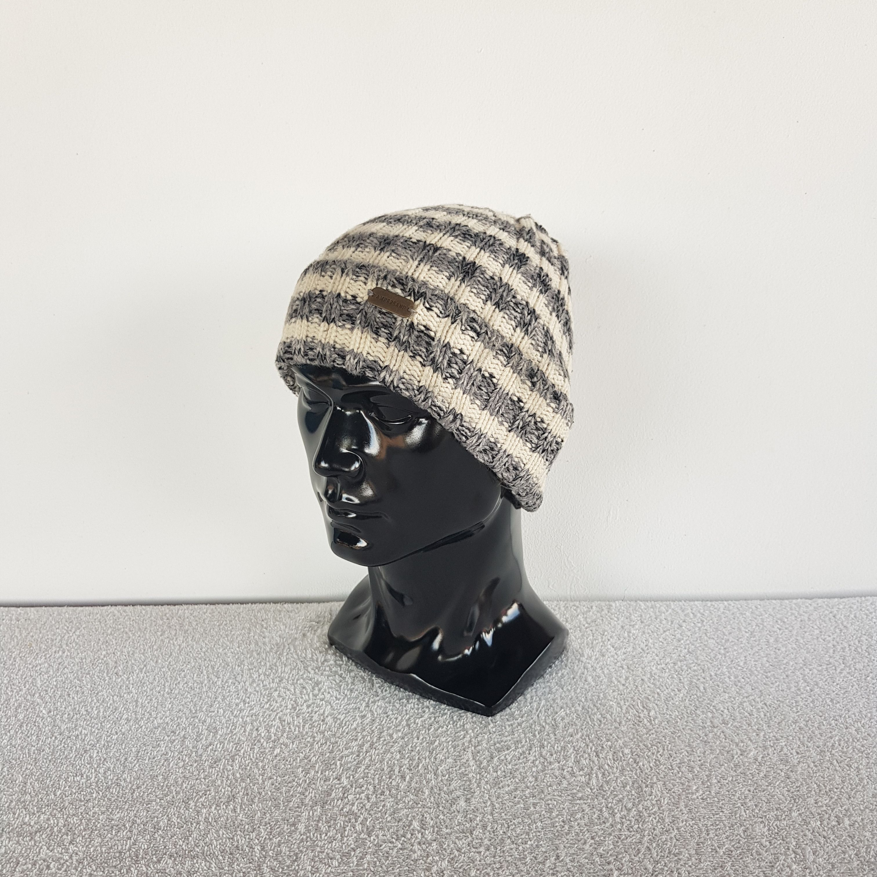 Homespun Knitwear Vintage Ampersanad Beanie Striped Ribbed Knit Snow Caps Hats Size ONE SIZE - 1 Thumbnail