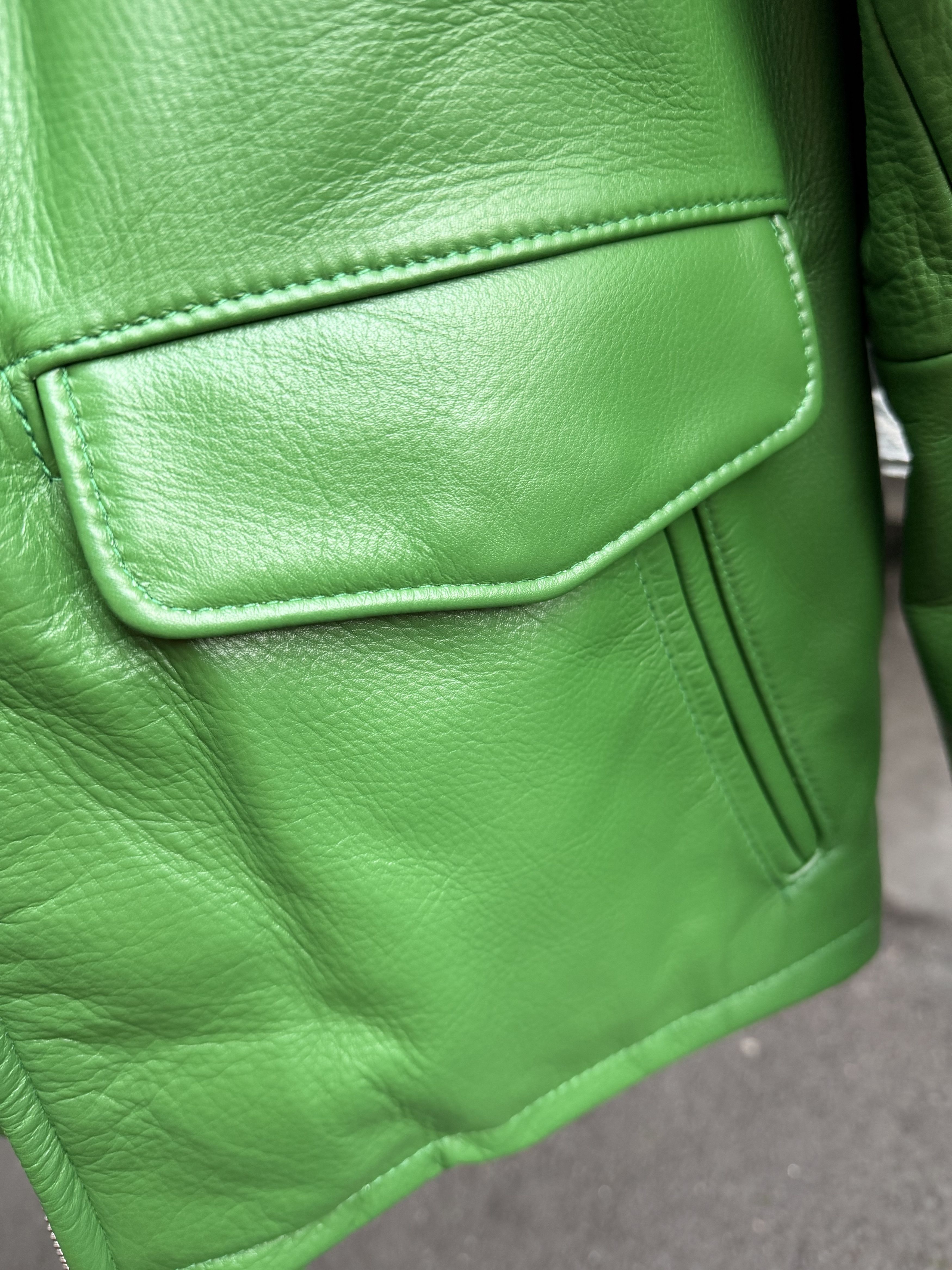 Schott × Supreme Supreme x Schott Leather Racing Jacket 'Green' (FW24) Size US M / EU 48-50 / 2 - 8 Thumbnail
