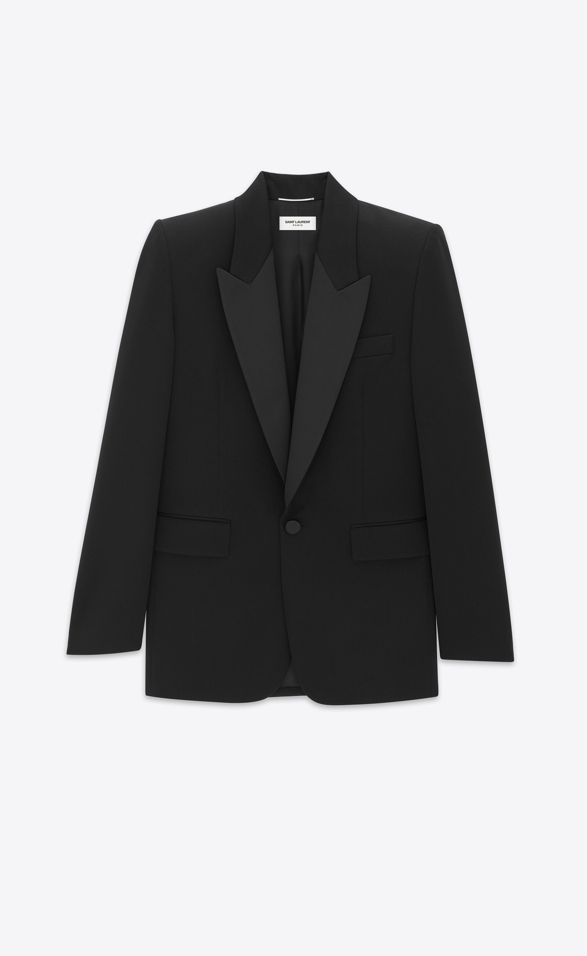Saint Laurent Paris o1bcso1str0125 Oversized Tuxedo Jacket in Black Size US M / EU 48-50 / 2 - 1 Thumbnail