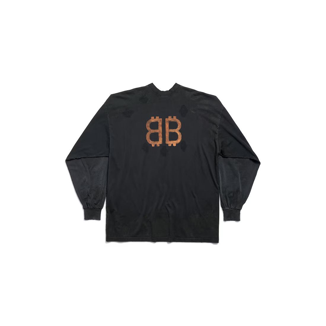 Balenciaga o1srvl11e0325 Paris Moon Double Front Long Sleeve T-Shirt Size US L / EU 52-54 / 3 - 2 Thumbnail