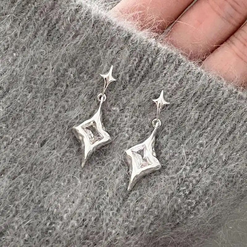 Vintage Zircon Star Crystal Drop Dangle Earring (1pairs） Size ONE SIZE - 3 Thumbnail