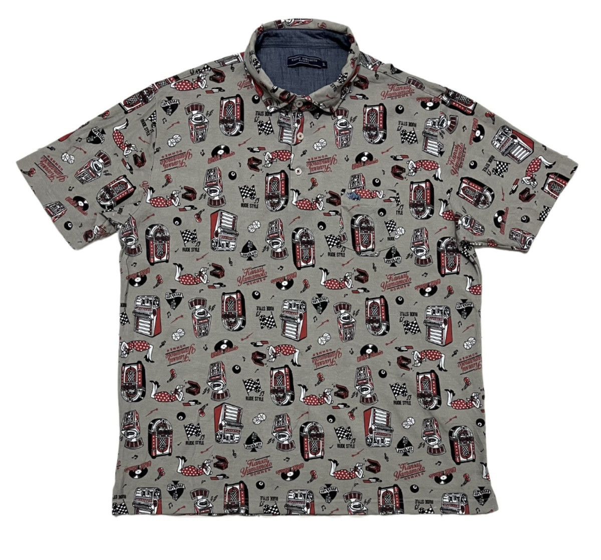 KANSAI YAMAMOTO HOMME Rare Design Fullprint Polo Shirt