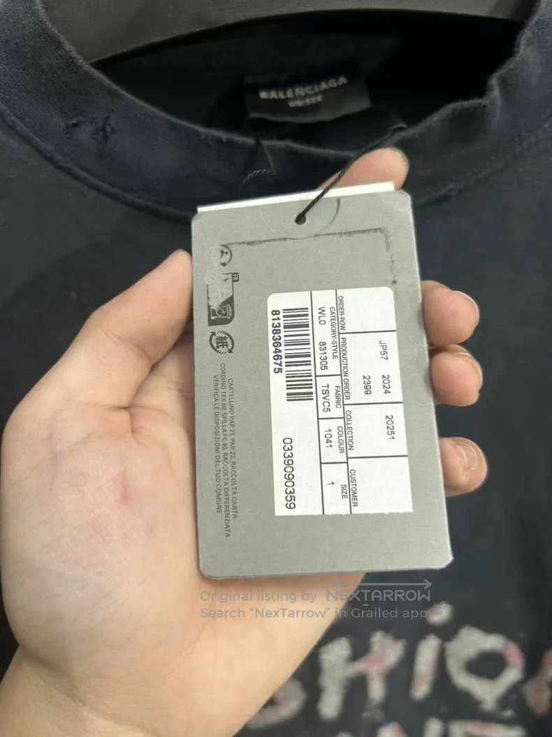 Balenciaga Balenciaga Chest Sparkle Glitter Letter Logo Black Destroy Size US S / EU 44-46 / 1 - 5 Thumbnail