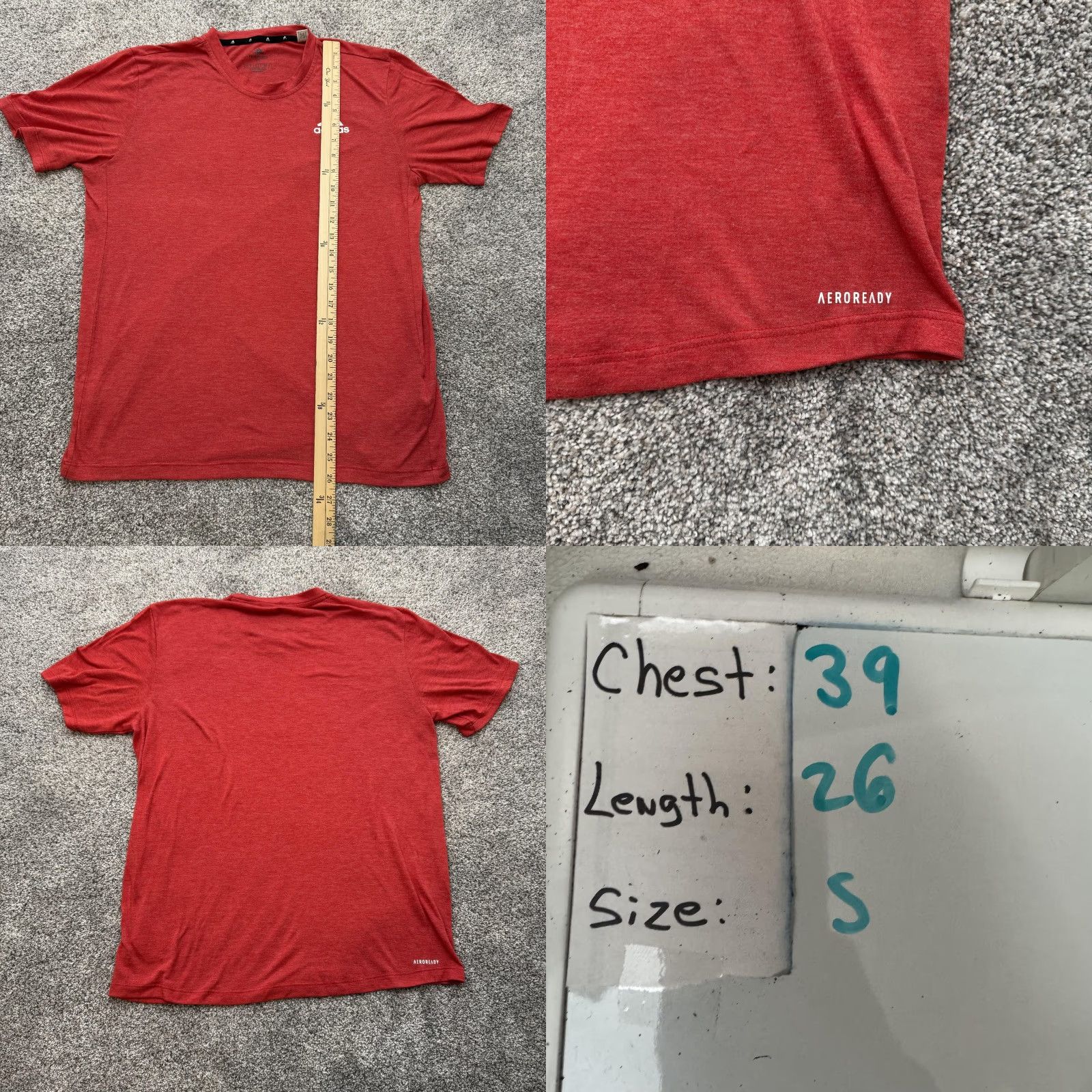 Adidas Adidas Shirt Mens Small Red Aeroready Primegreen Athletic GR0511 Lightweight Size US S / EU 44-46 / 1 - 8 Thumbnail