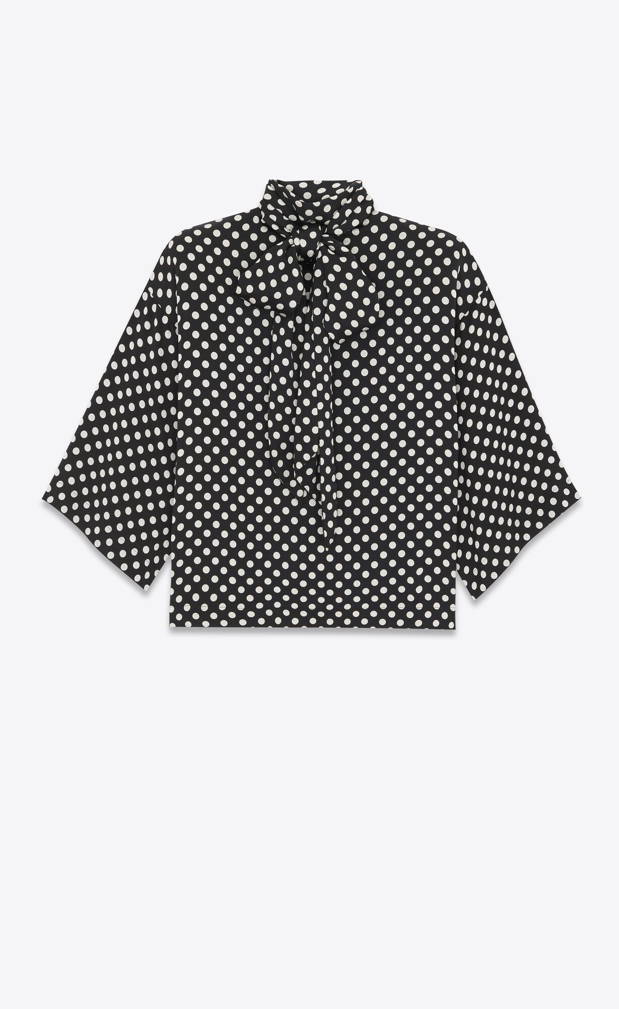 Saint Laurent Paris o1s1wg111124 Blouse in satin in Noir & White Size M / US 6-8 / IT 42-44 - 1 Thumbnail