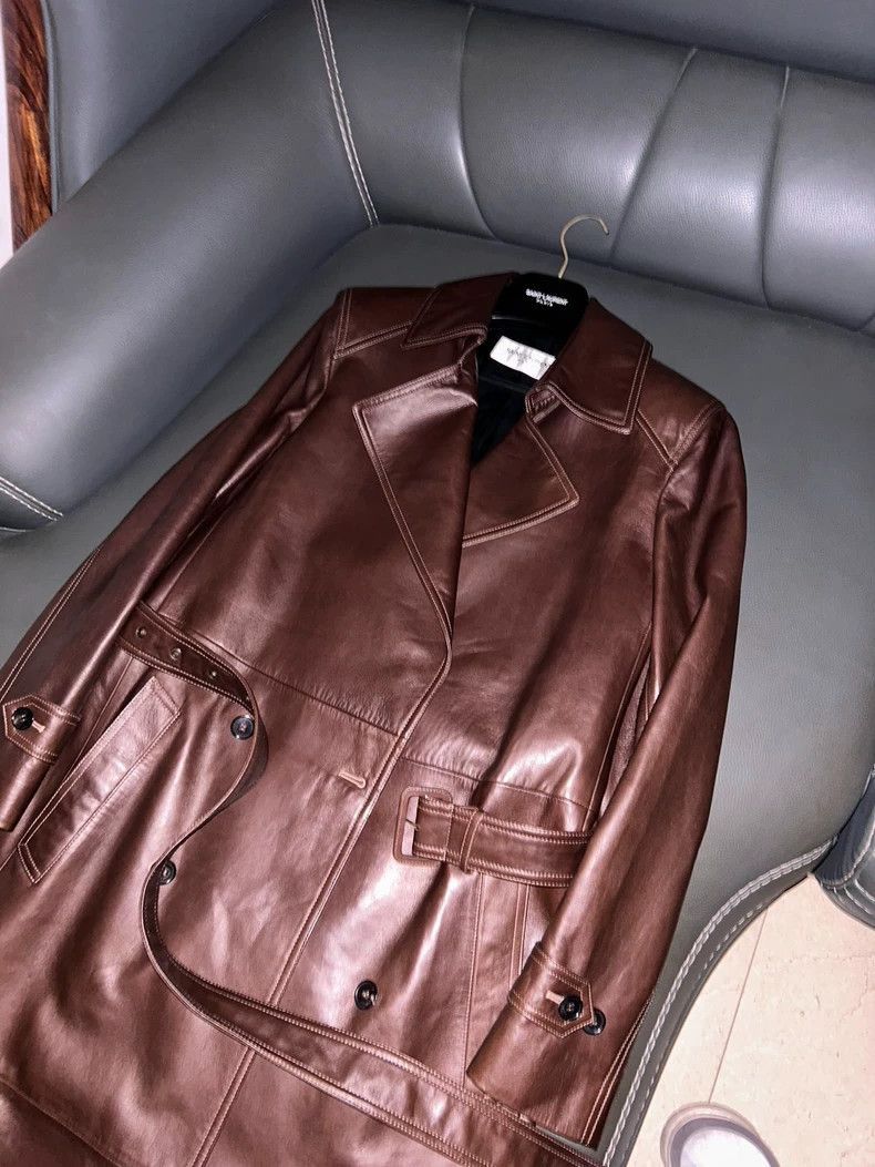 Saint Laurent Paris Long Leather Coat by Saint Laurent-2505 Size US S / EU 44-46 / 1 - 3 Thumbnail