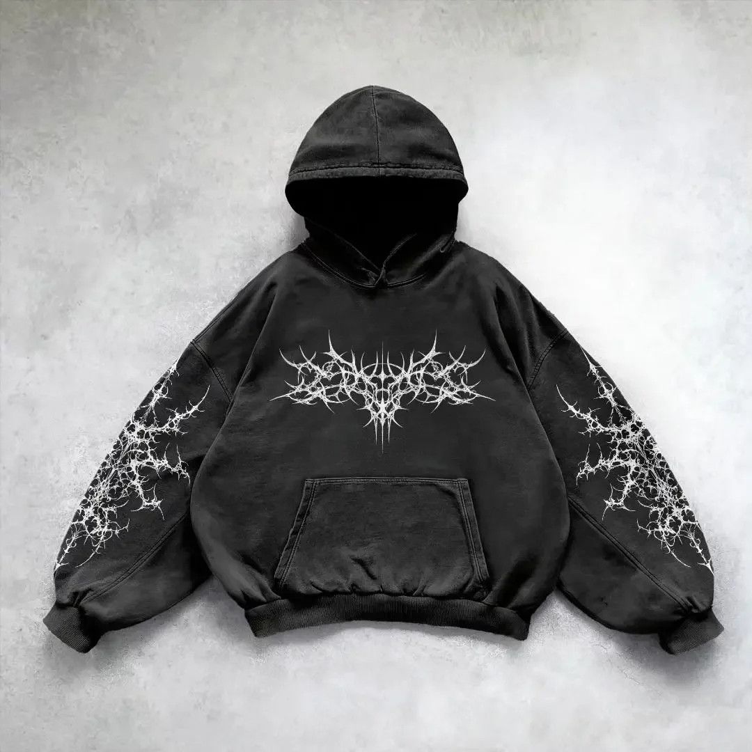 Street Hip Hop Retro Fleece Padded Sweatshirt